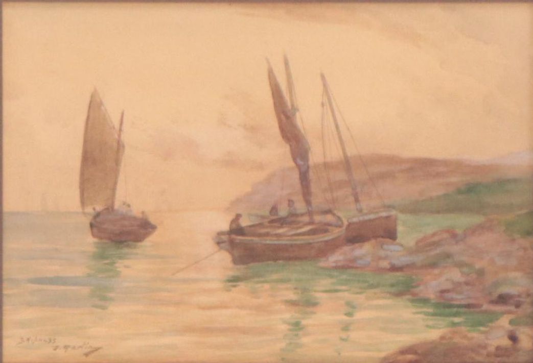 D. Martin Nautical Watercolor Painting "Ship nL 55""