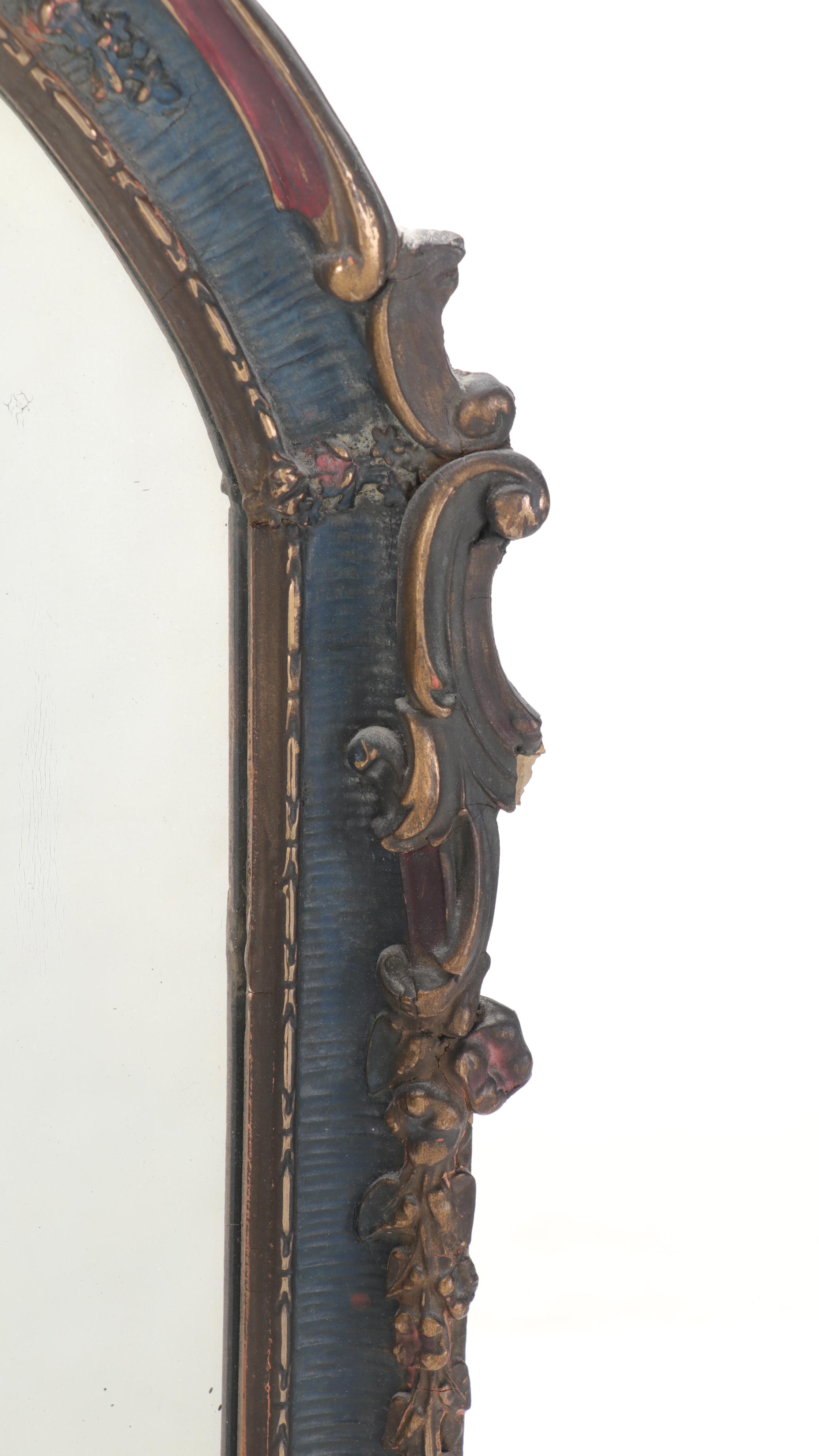 Neoclassical Style Polychrome Painted Arched Wall Mirror