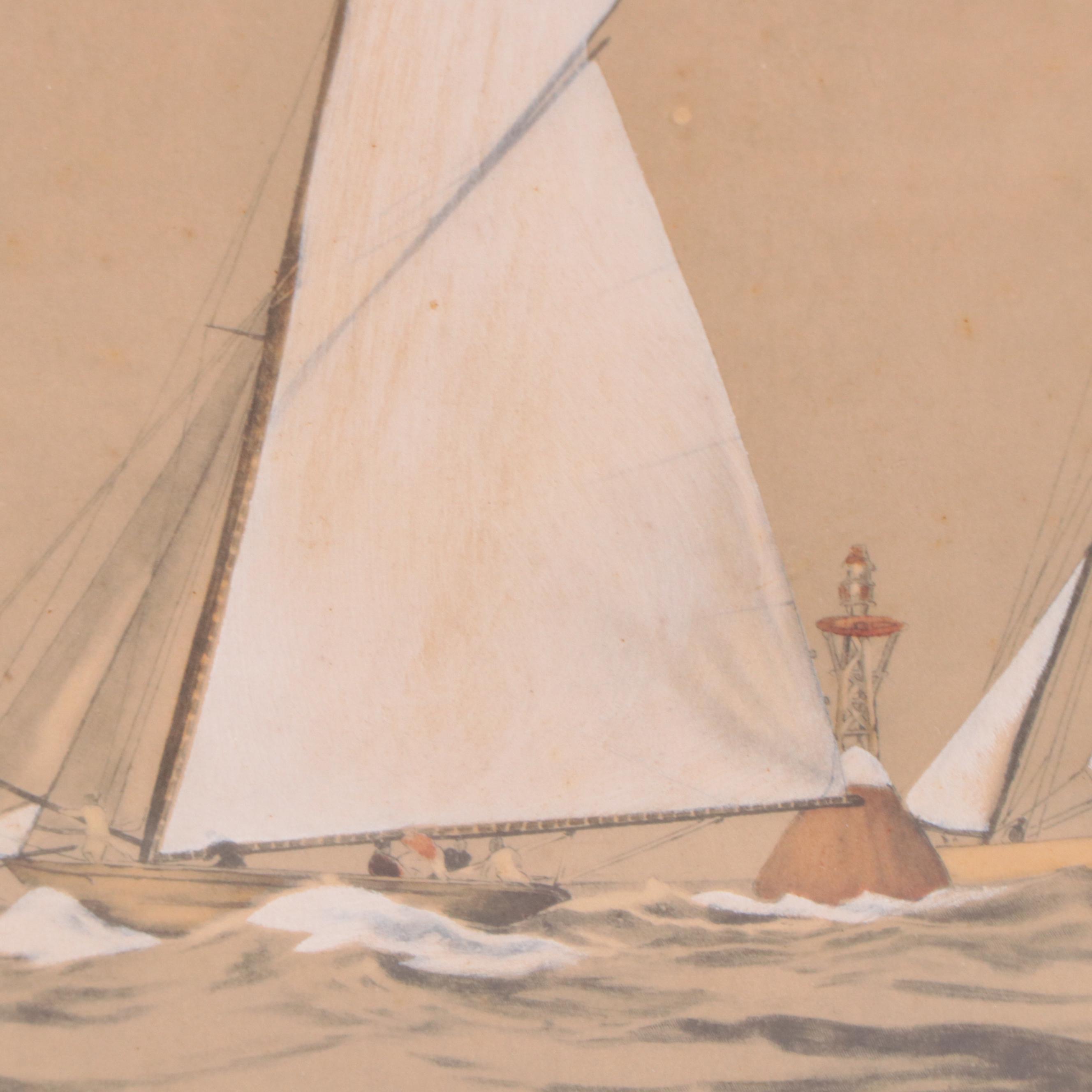 Hand-Embellished Nautical Scene Photogravure