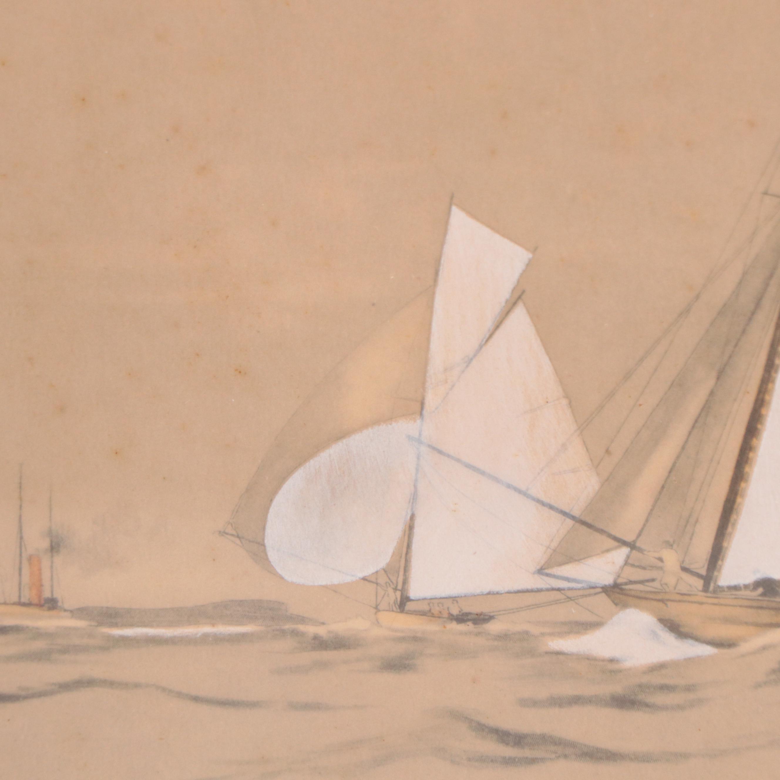 Hand-Embellished Nautical Scene Photogravure