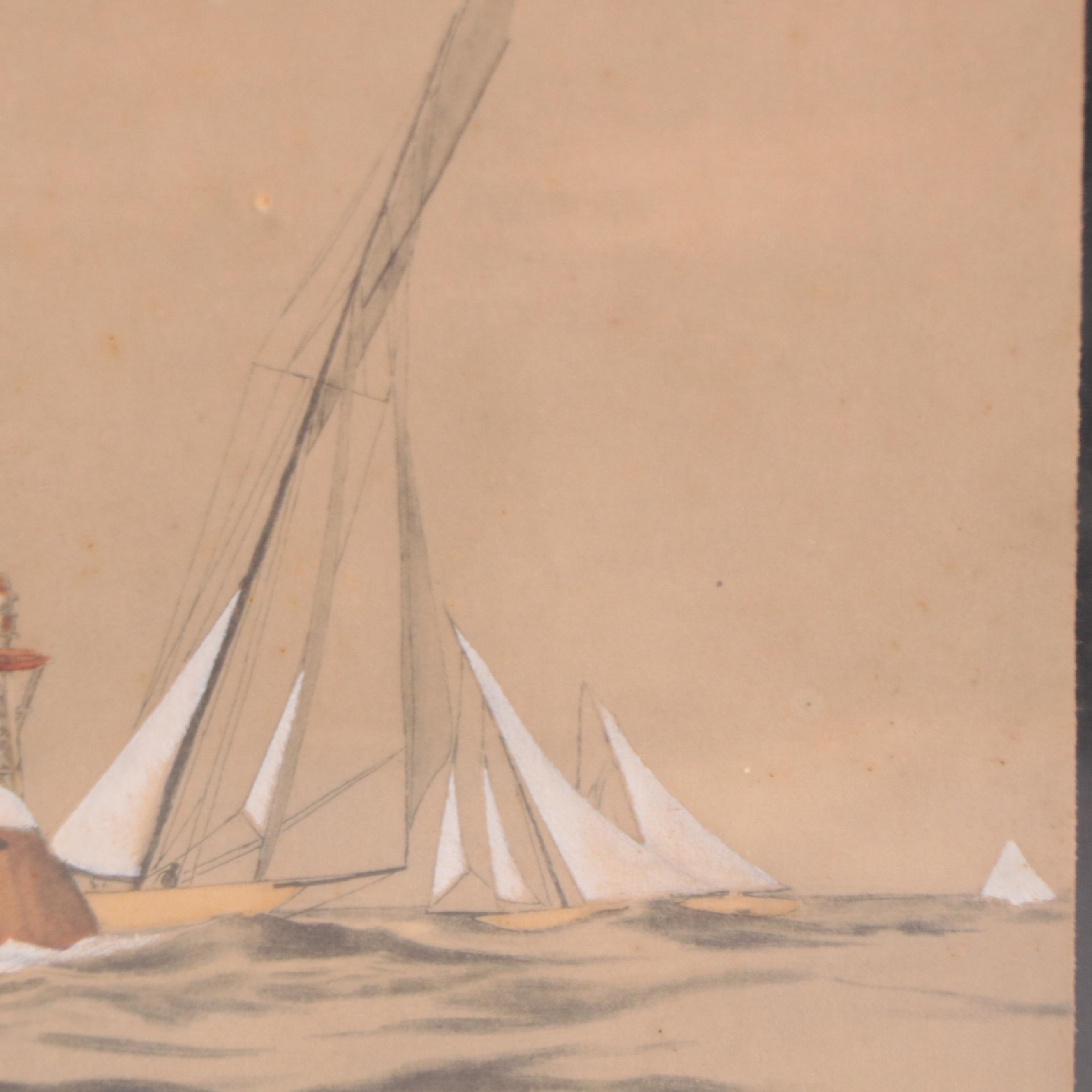 Hand-Embellished Nautical Scene Photogravure