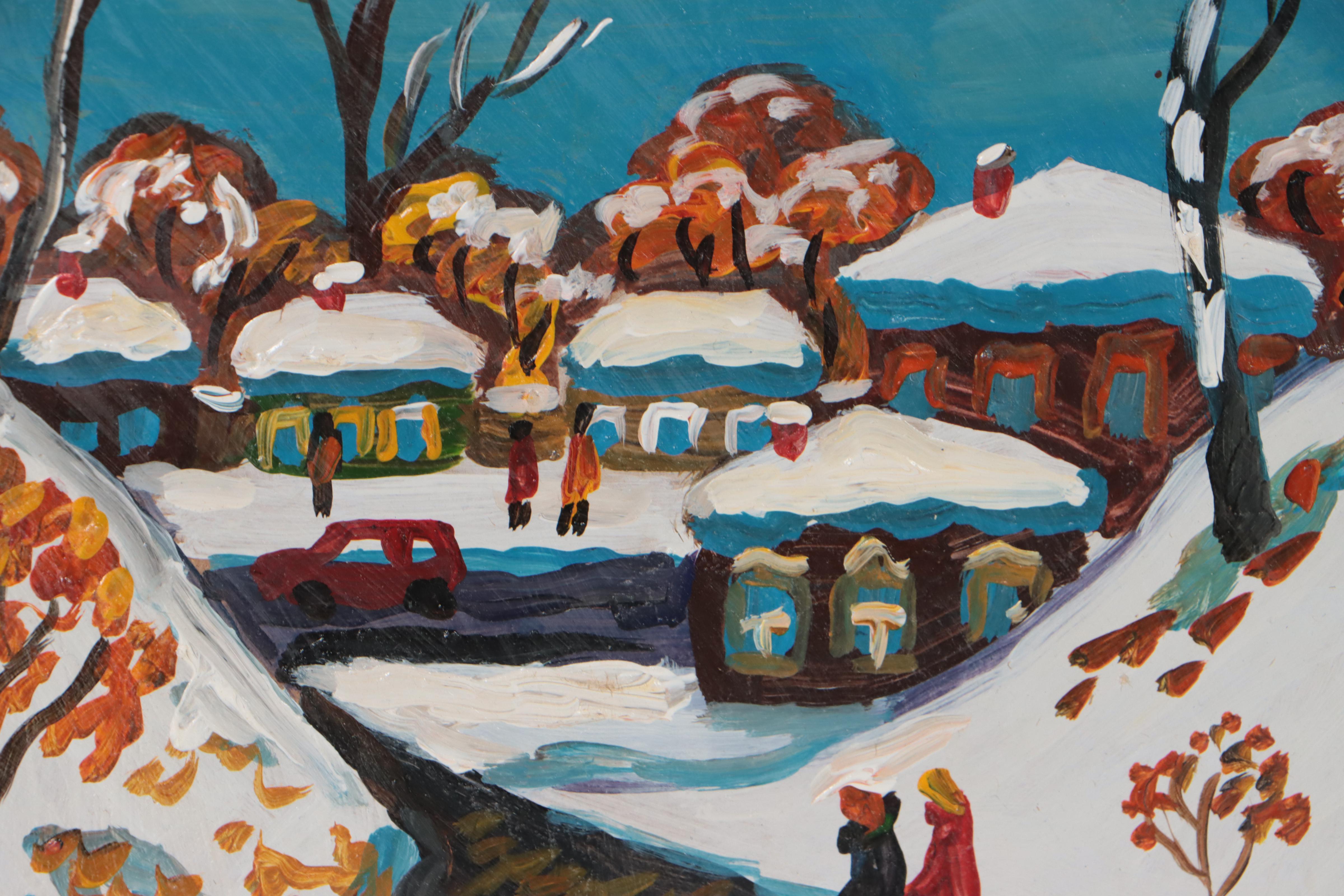 Maltzev Vadim Folk Art Winter Landscape Oil Painting, 2020