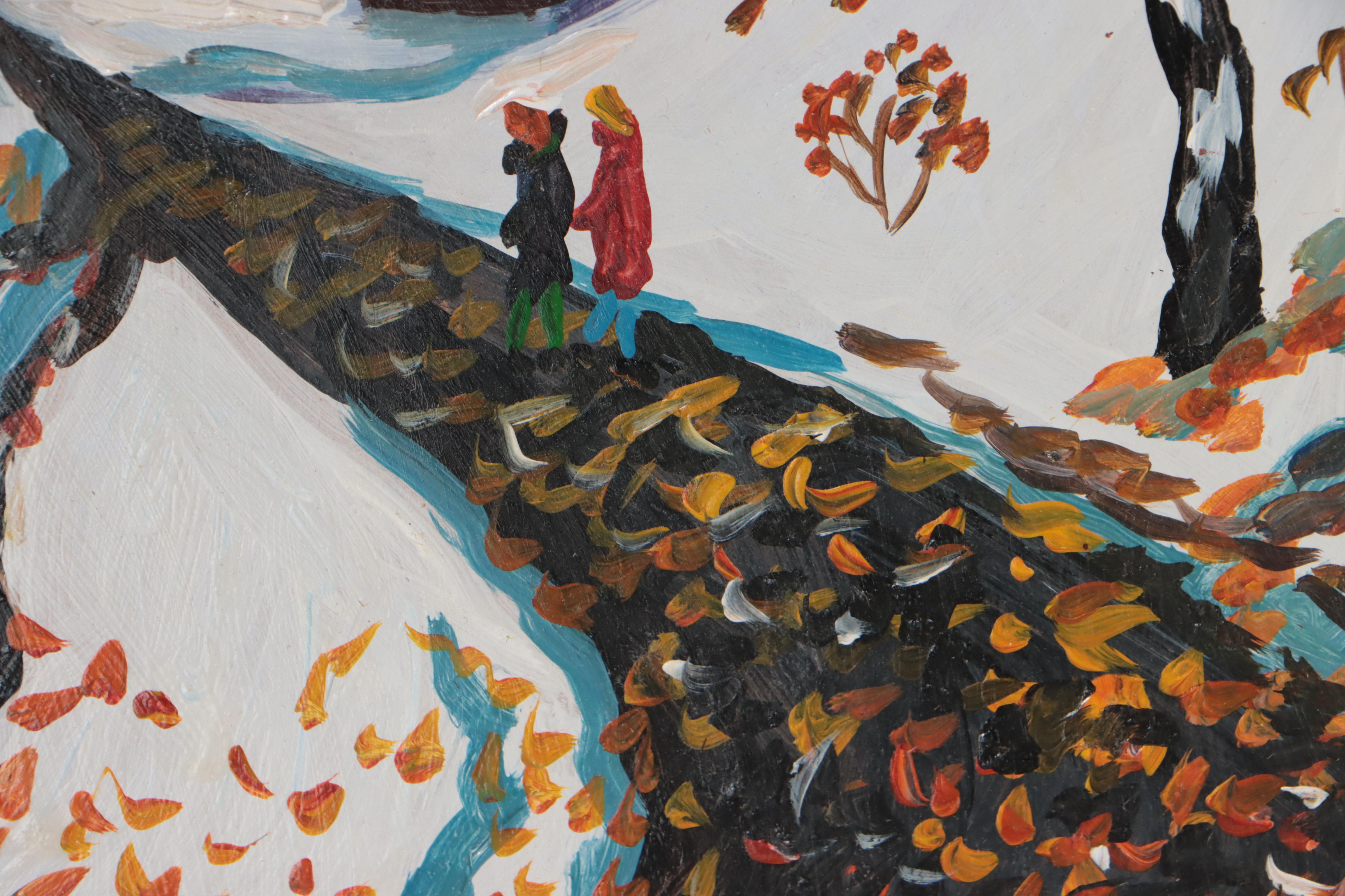 Maltzev Vadim Folk Art Winter Landscape Oil Painting, 2020