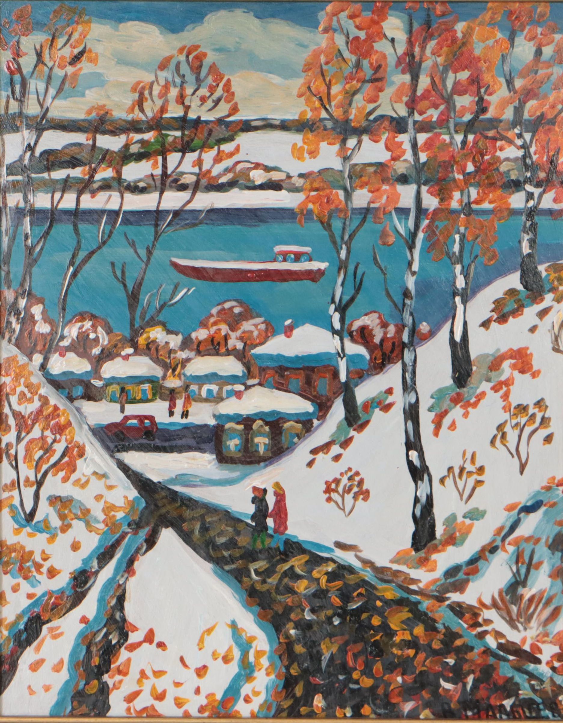 Maltzev Vadim Folk Art Winter Landscape Oil Painting, 2020