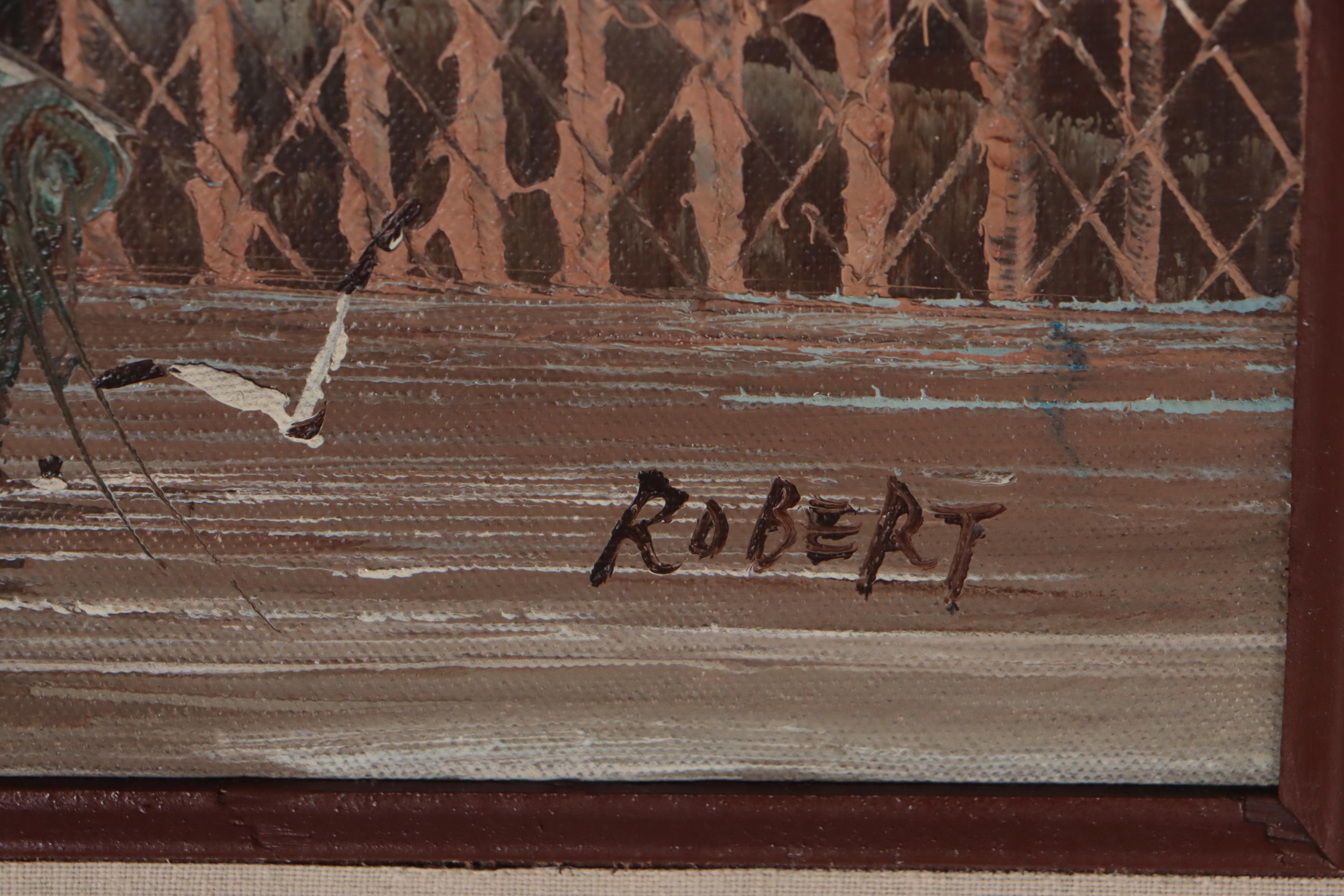 Harbor Scene Oil Painting, 1982