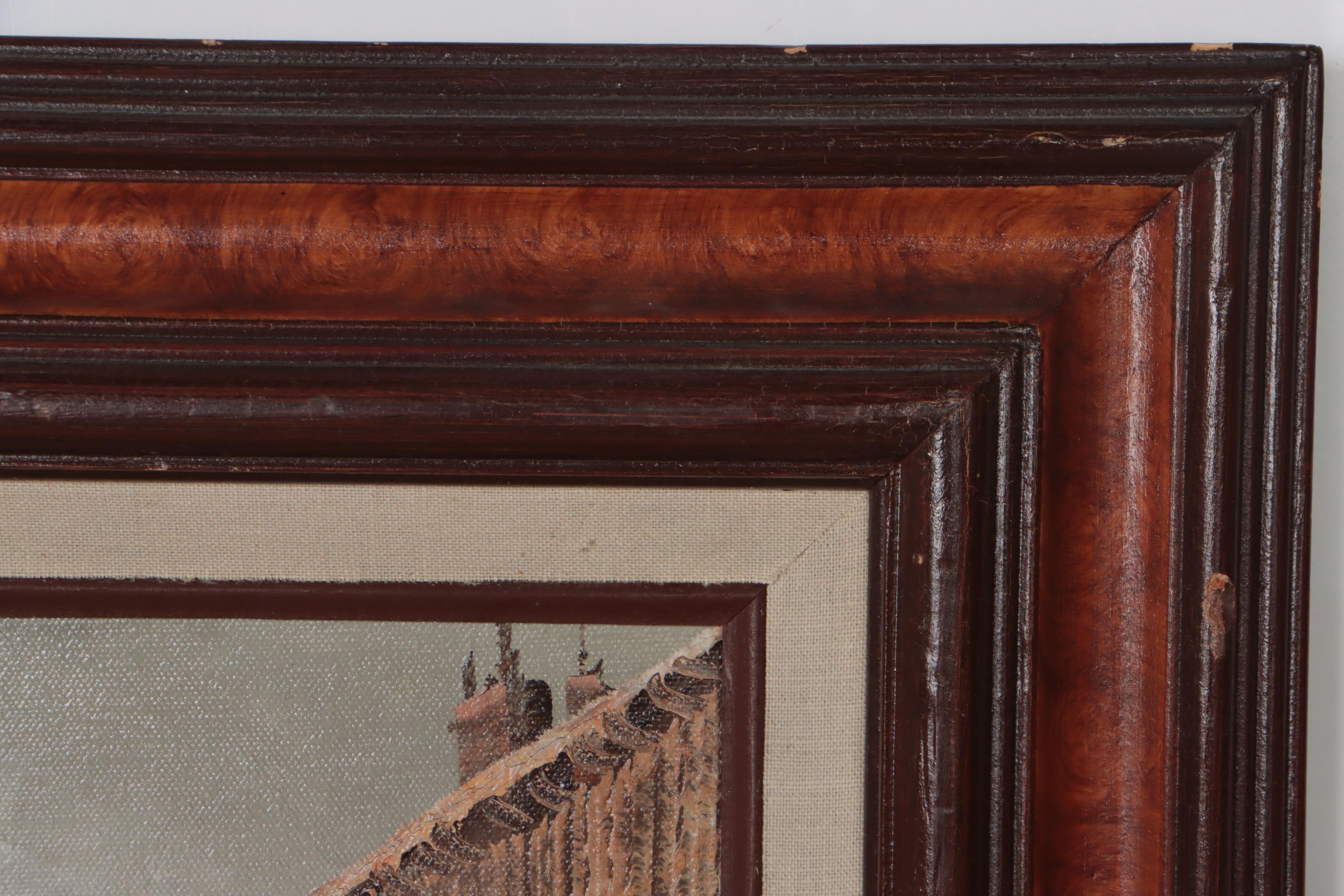 Harbor Scene Oil Painting, 1982