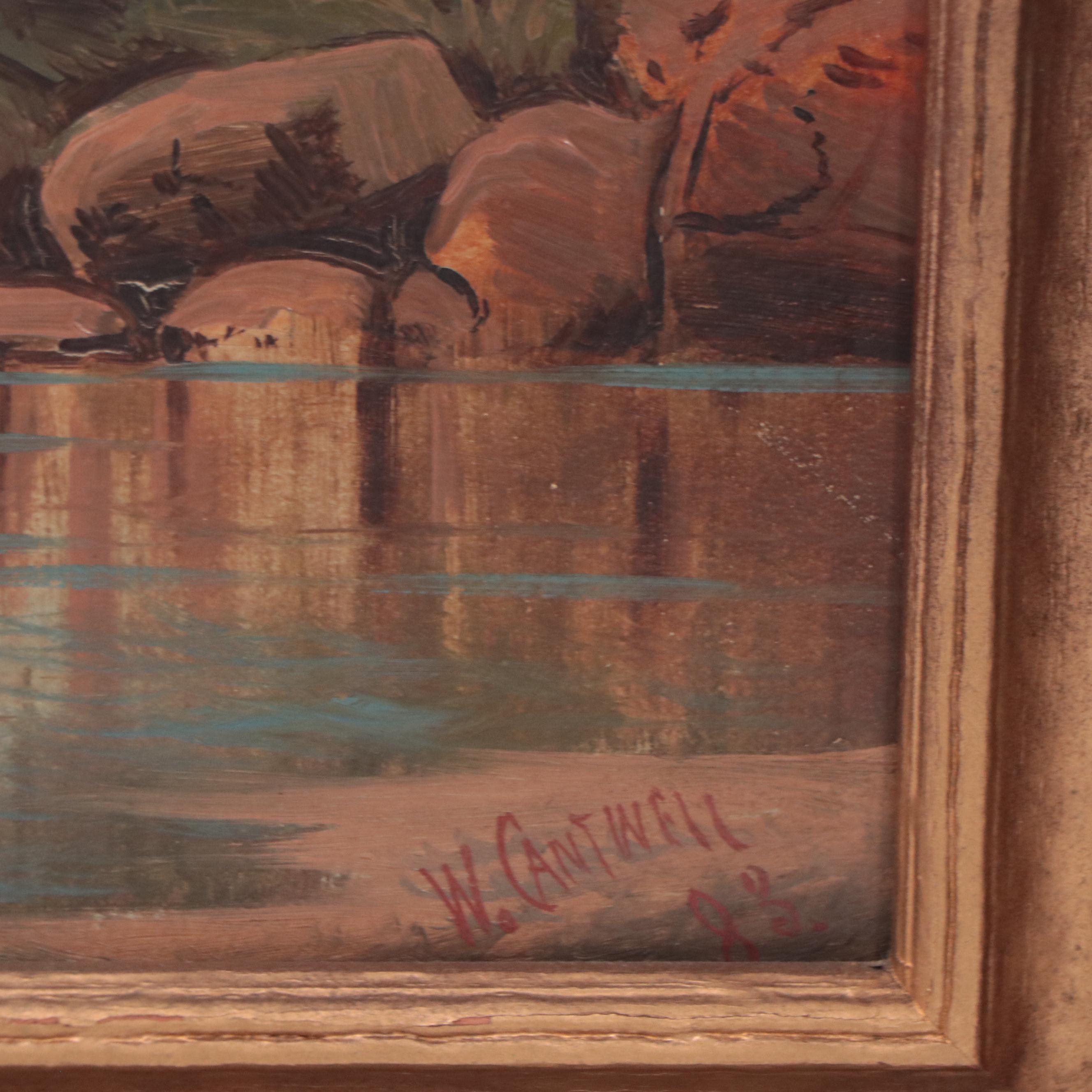 W. Cantwell Landscape Oil Painting, 1883