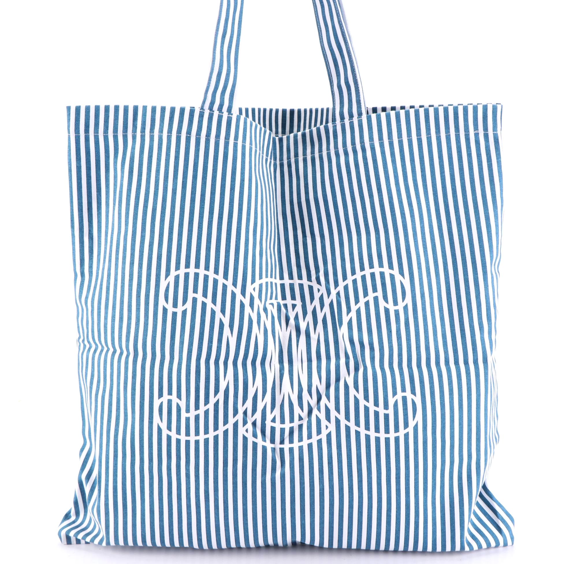 Slim Tote Bag in Striped Canvas