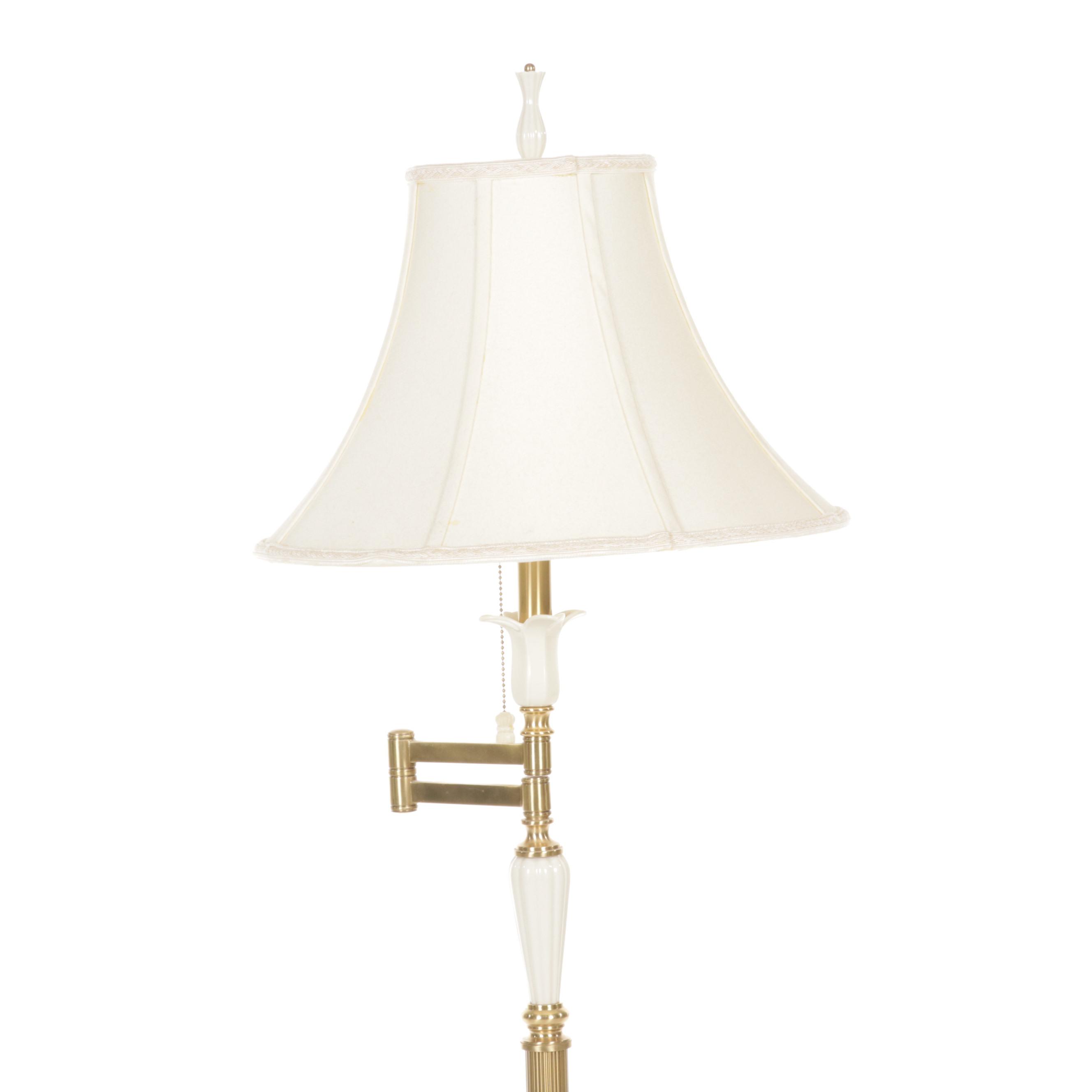 Lenox Lighting by Quoizel "Garden Splendor" Brass & Porcelain Floor Lamp