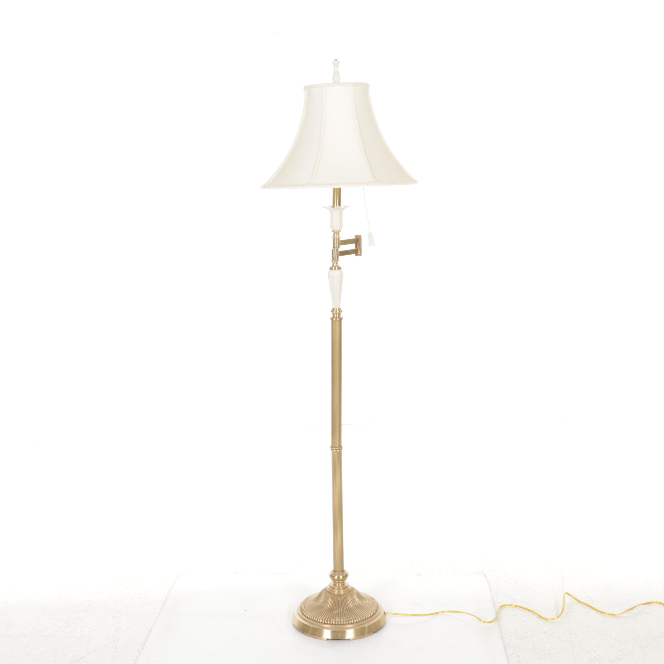 Lenox Lighting by Quoizel "Garden Splendor" Brass & Porcelain Floor Lamp