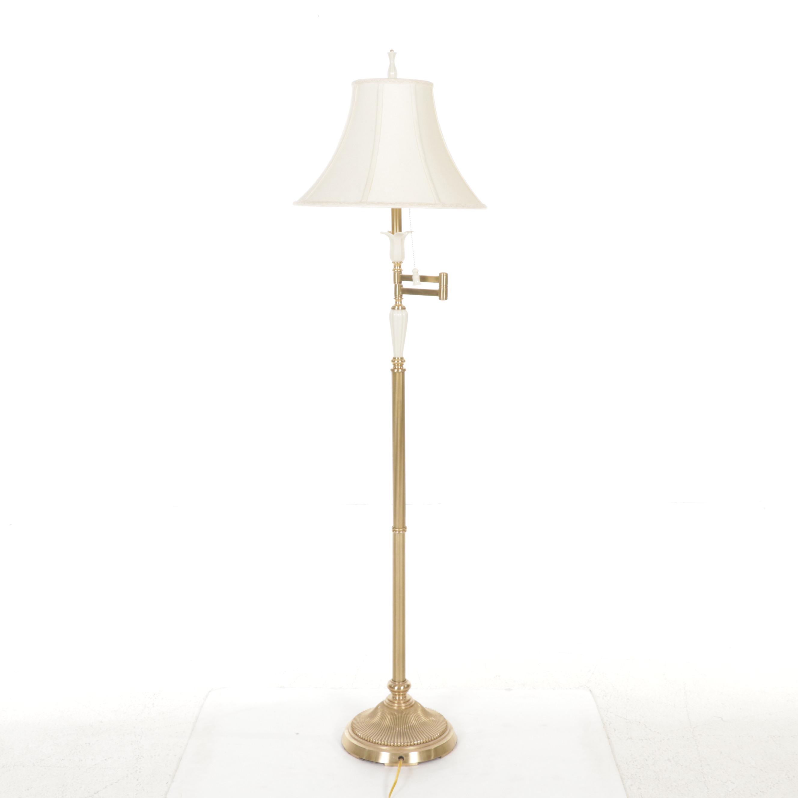 Lenox Lighting by Quoizel "Garden Splendor" Brass & Porcelain Floor Lamp