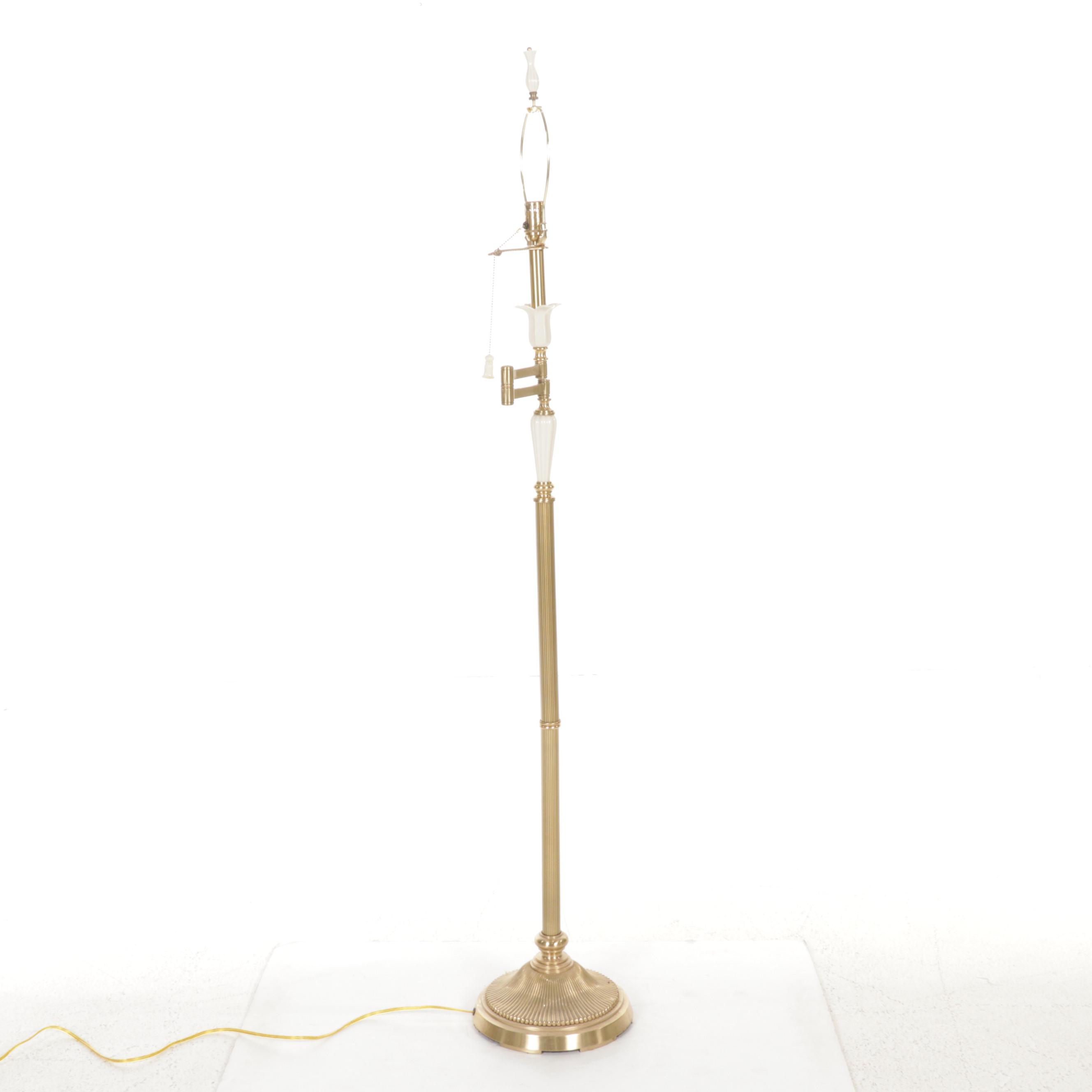Lenox Lighting by Quoizel "Garden Splendor" Brass & Porcelain Floor Lamp