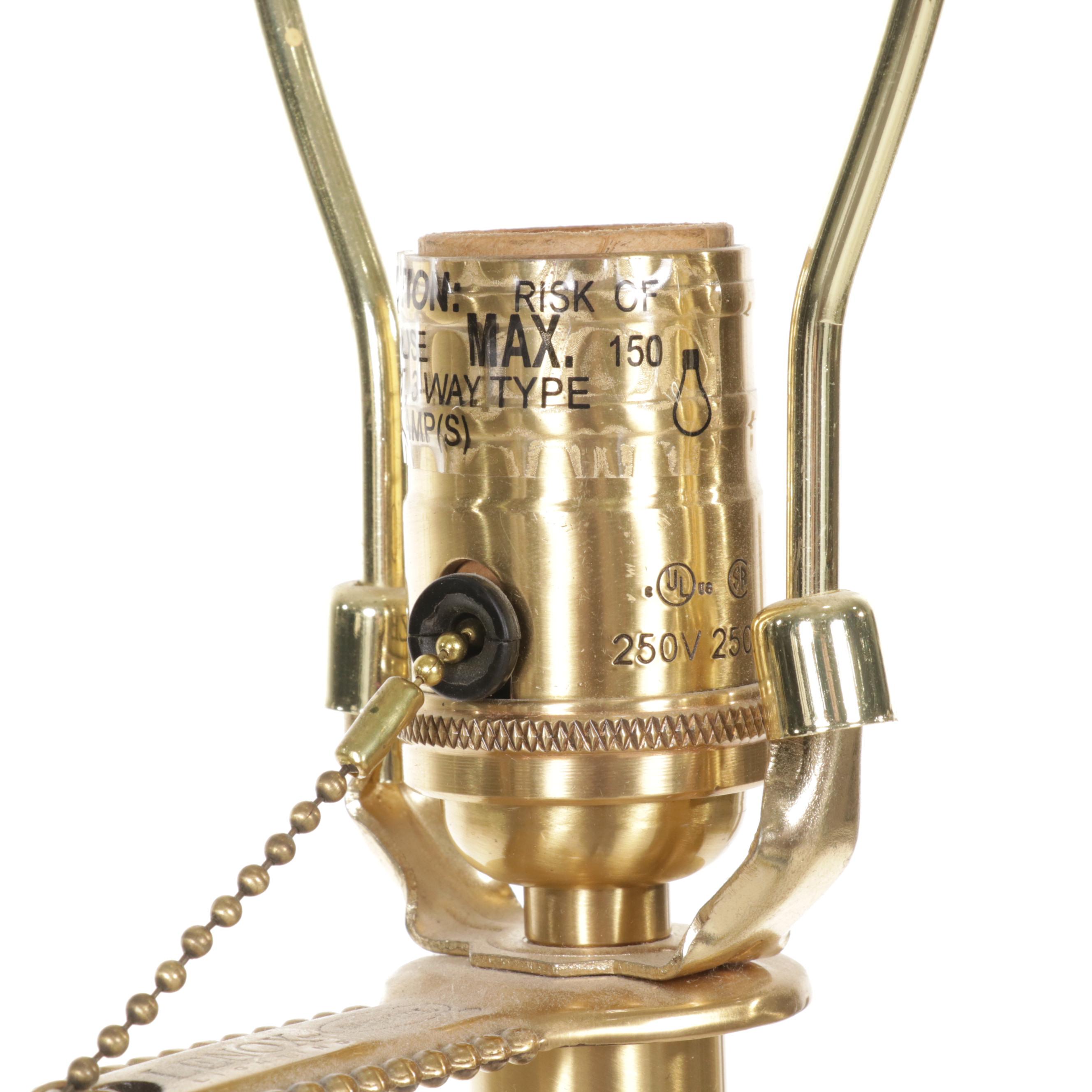 Lenox Lighting by Quoizel "Garden Splendor" Brass & Porcelain Floor Lamp