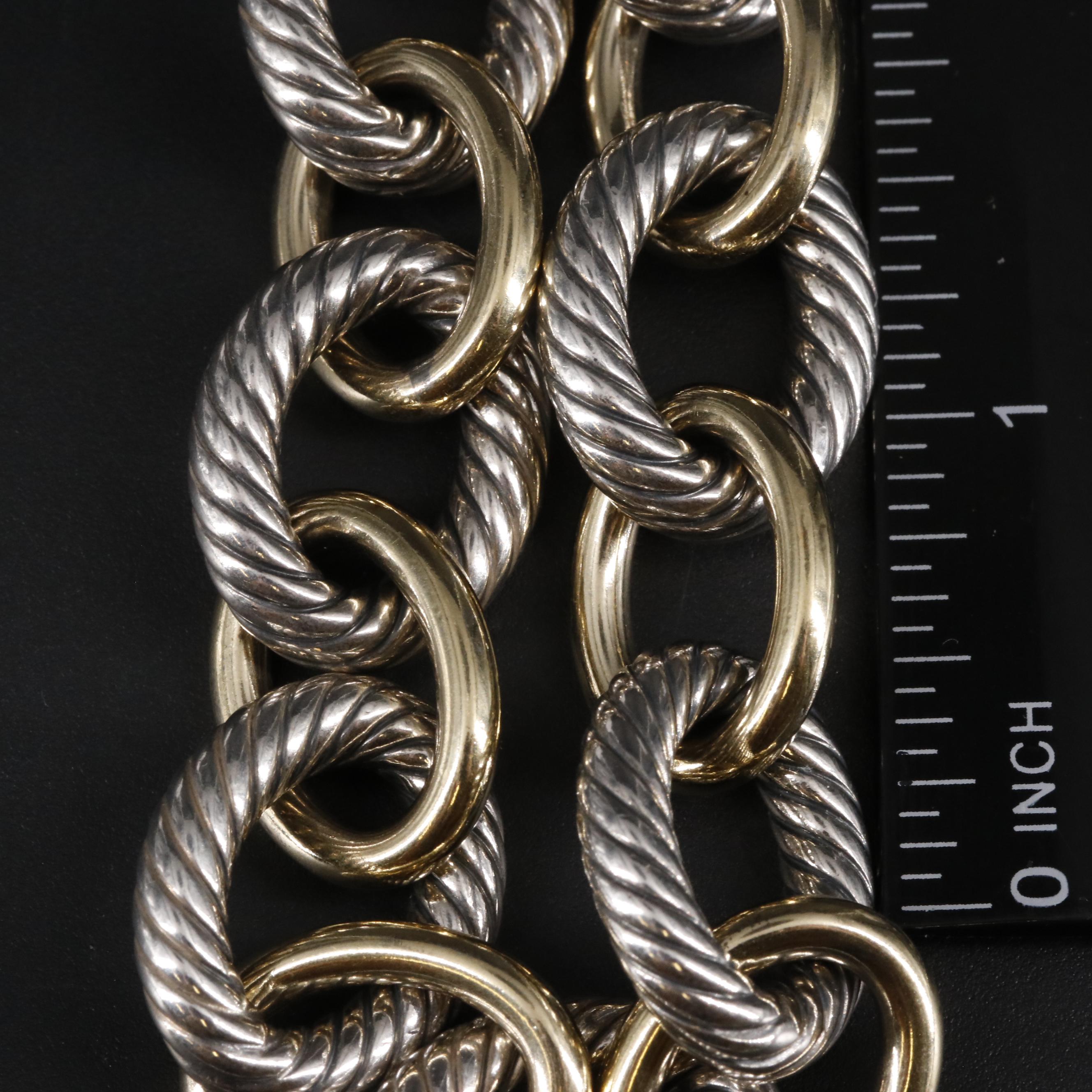 David Yurman "Chain Collection" Sterling and 18K Extra Large Oval Link Necklace