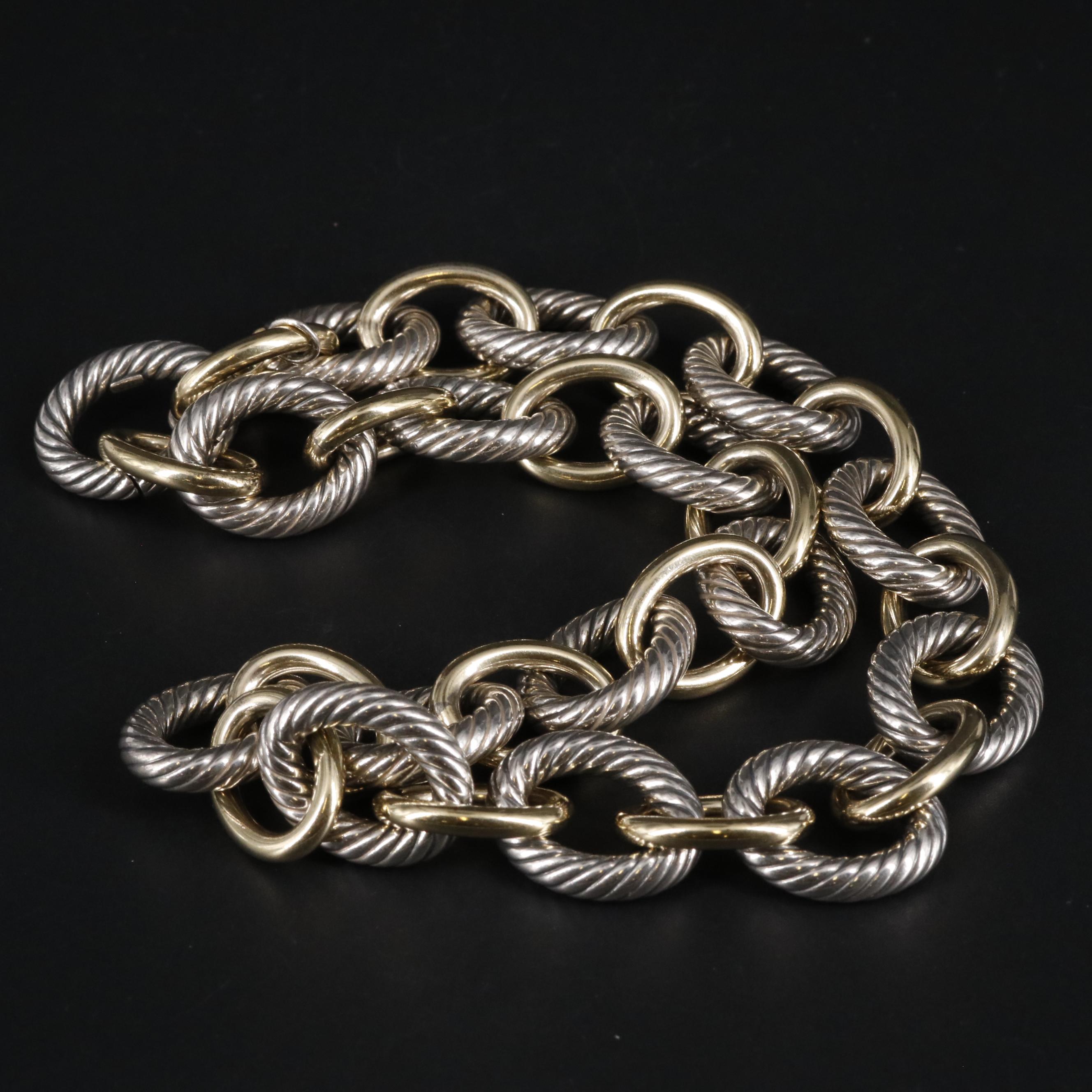 David Yurman "Chain Collection" Sterling and 18K Extra Large Oval Link Necklace