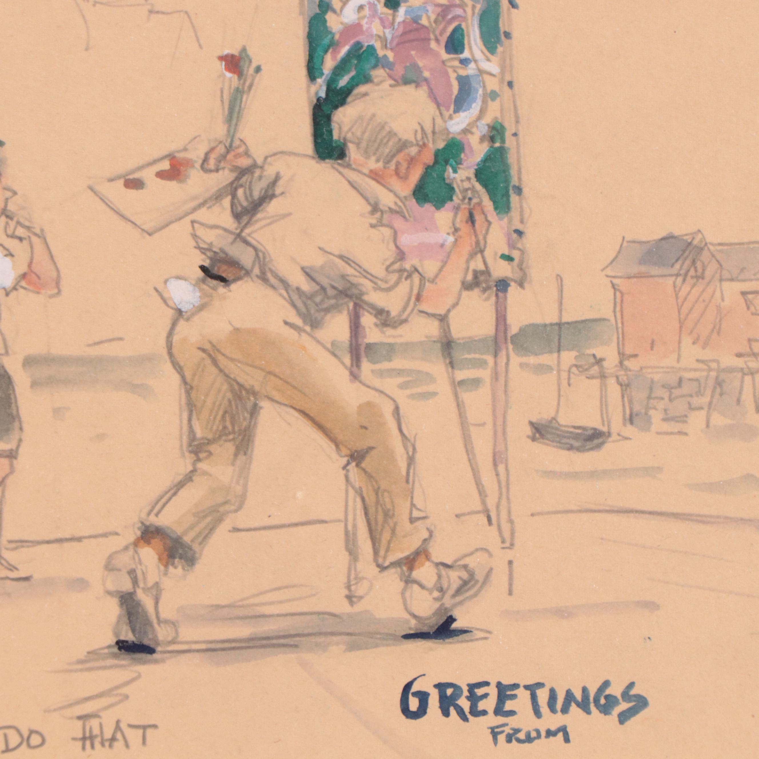 Herman Henry Wessel Graphite and Watercolor Drawing