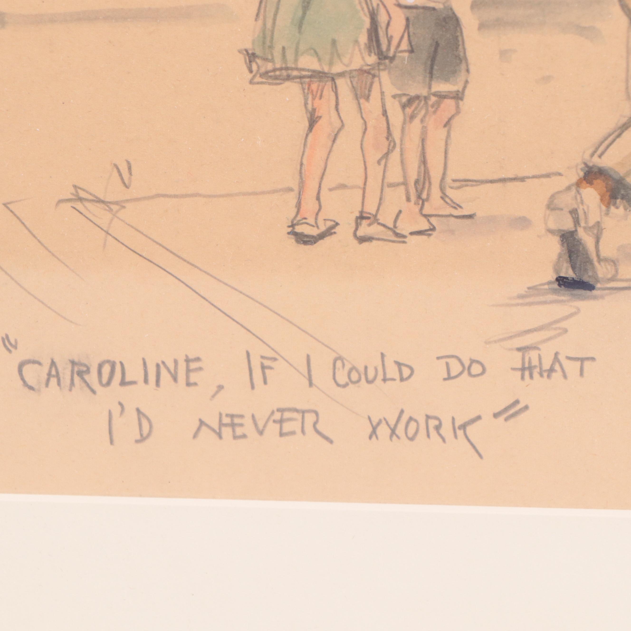 Herman Henry Wessel Graphite and Watercolor Drawing