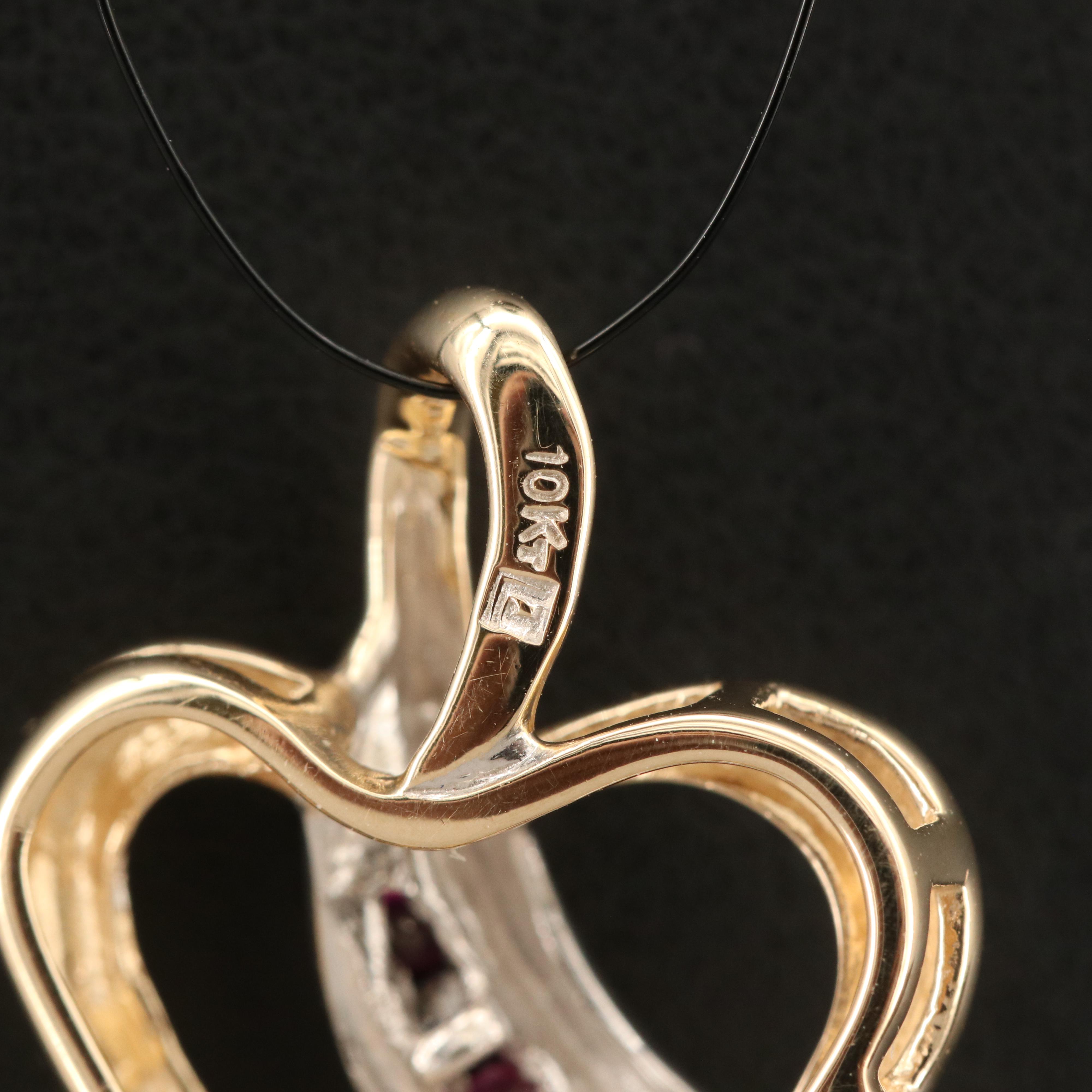 10K Diamond and Ruby Heart Pendant