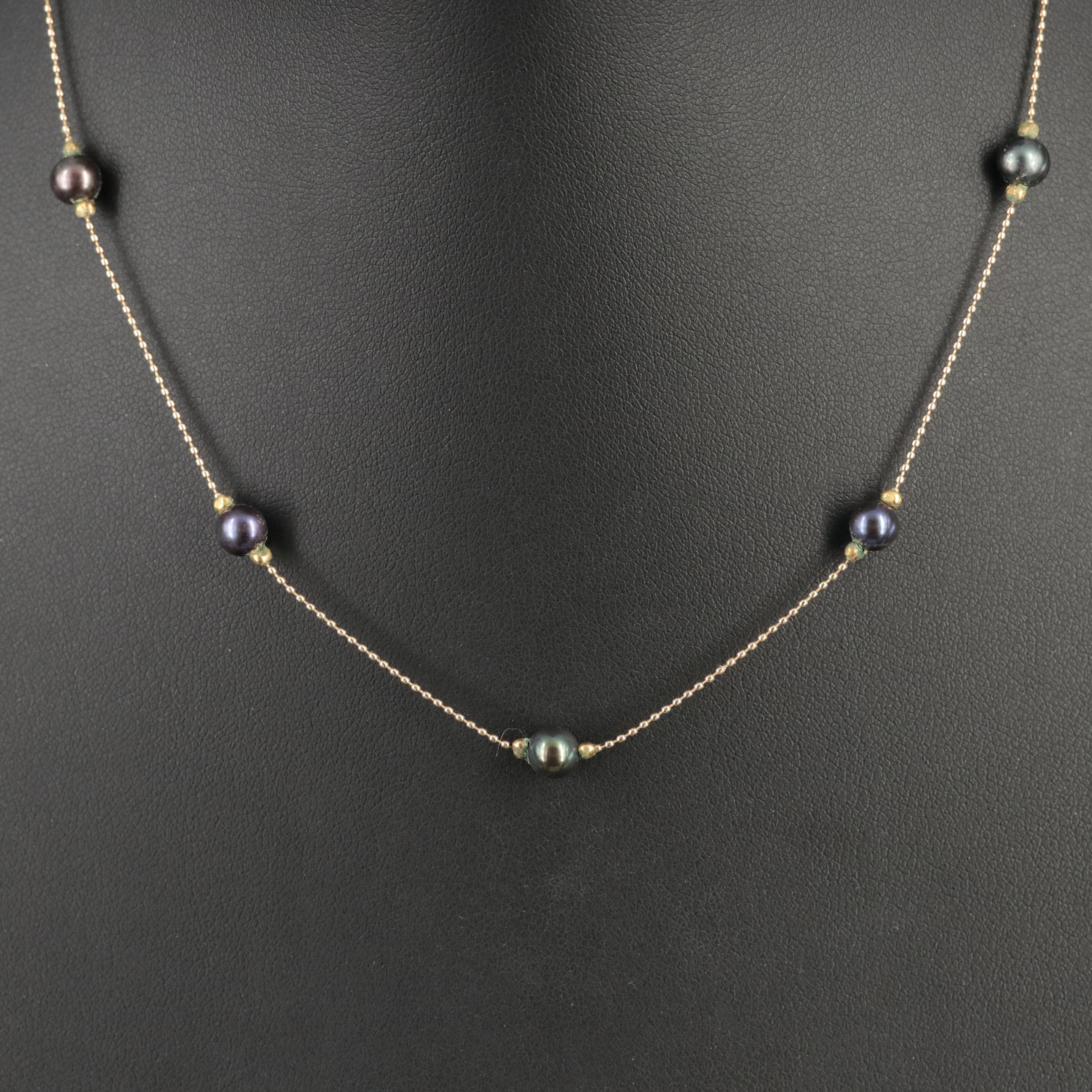 14K Pearl Station Necklace