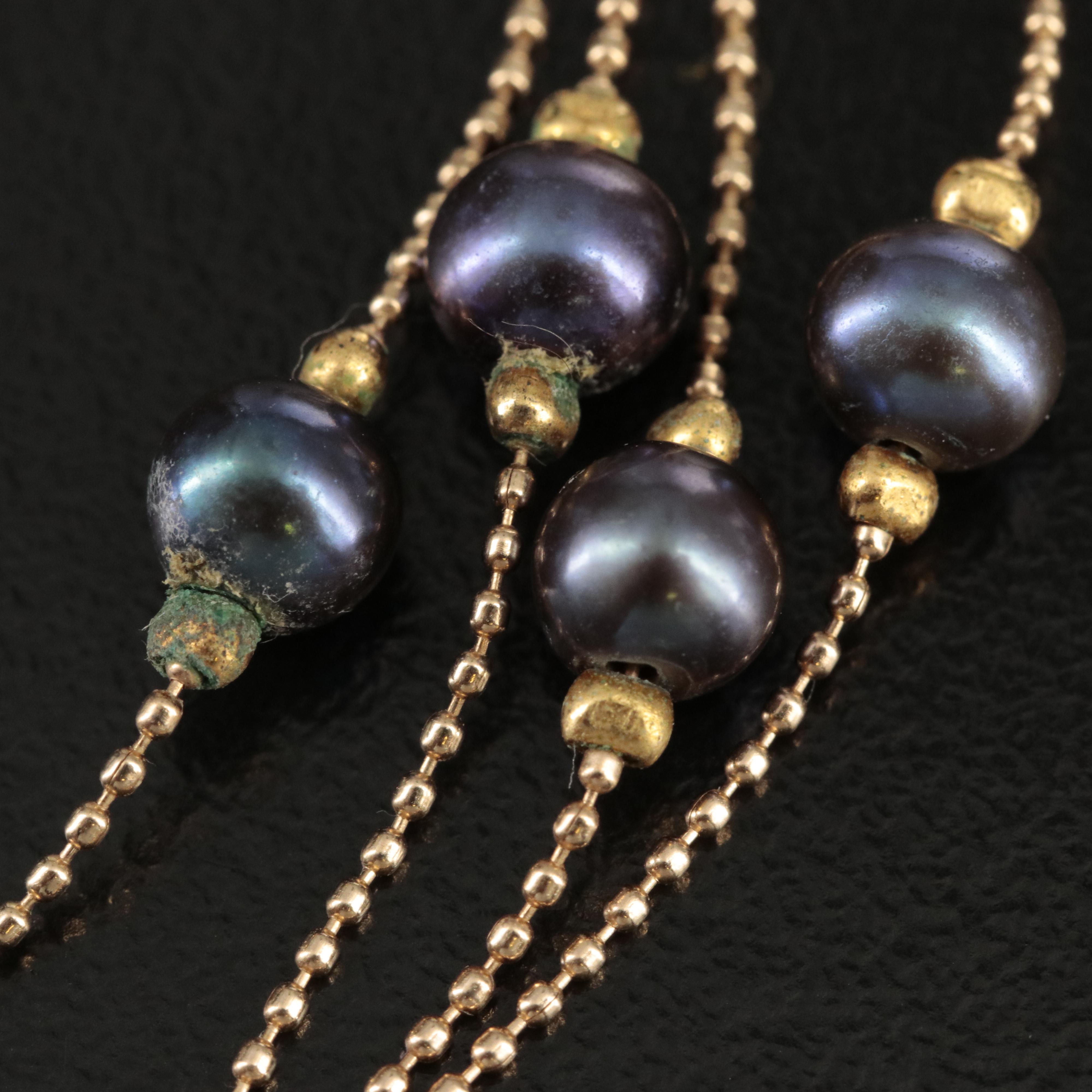 14K Pearl Station Necklace