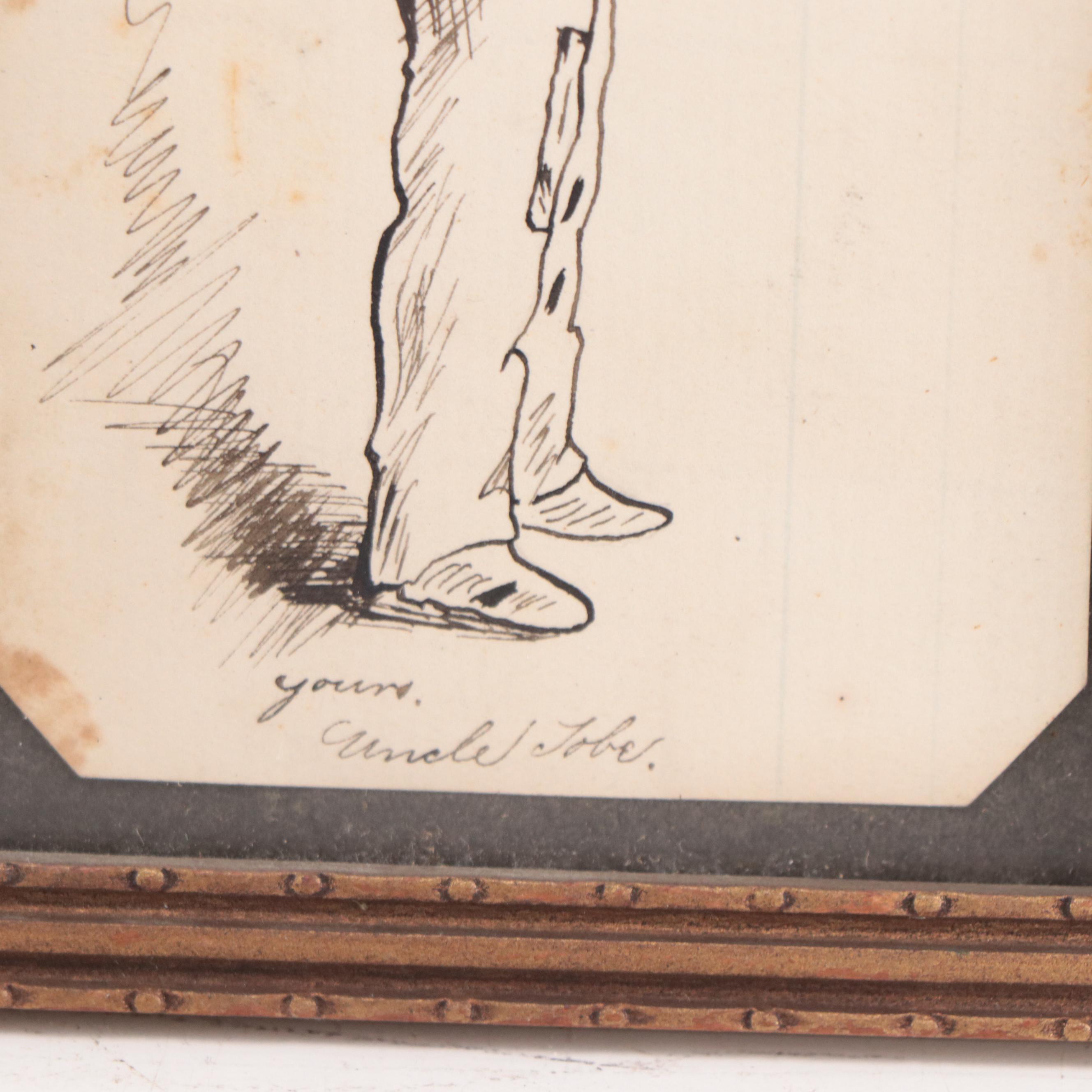 Pen and Ink Drawing of Man in Top Hat