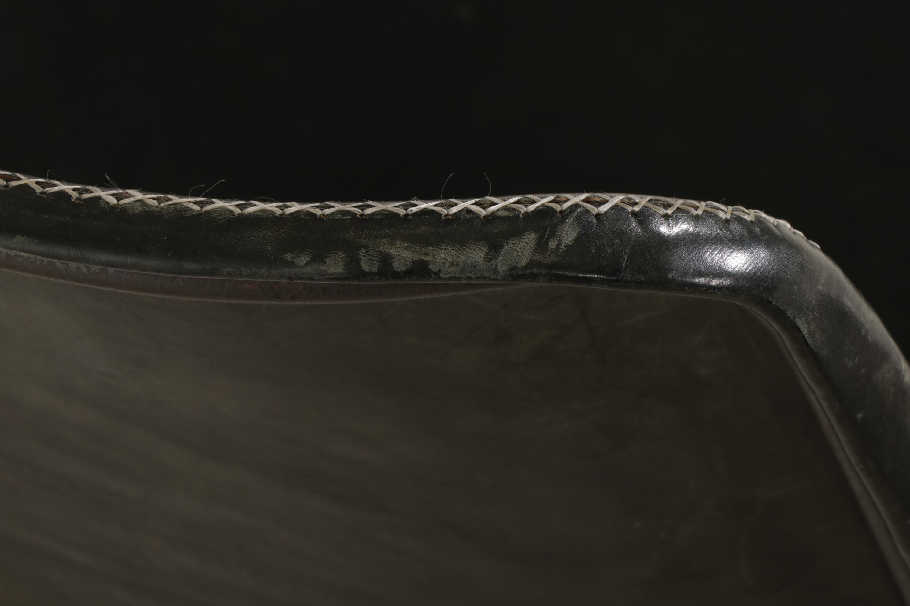 Eight Sol & Luna "Girón" Iron and Leather Upholstered Dining Chairs