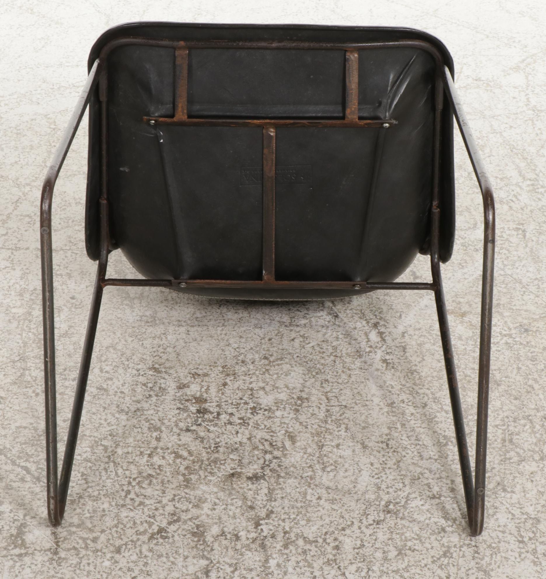 Eight Sol & Luna "Girón" Iron and Leather Upholstered Dining Chairs