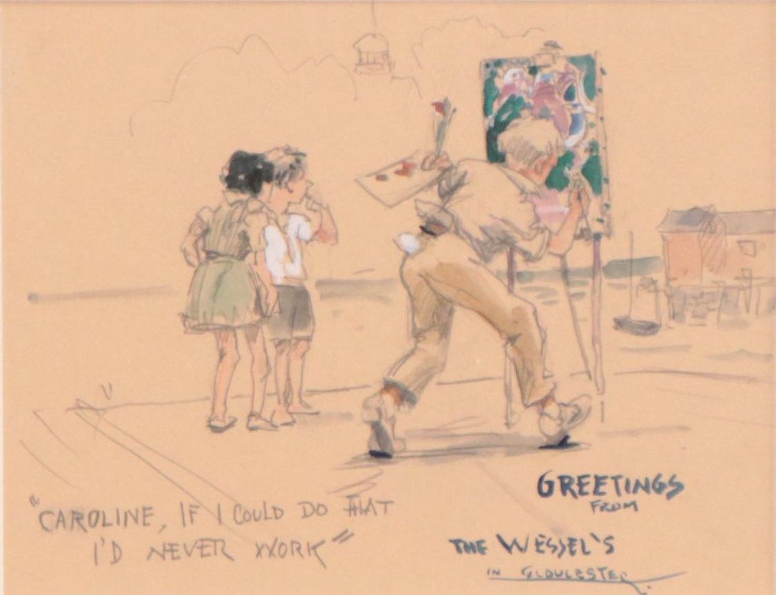 Herman Henry Wessel Graphite and Watercolor Drawing