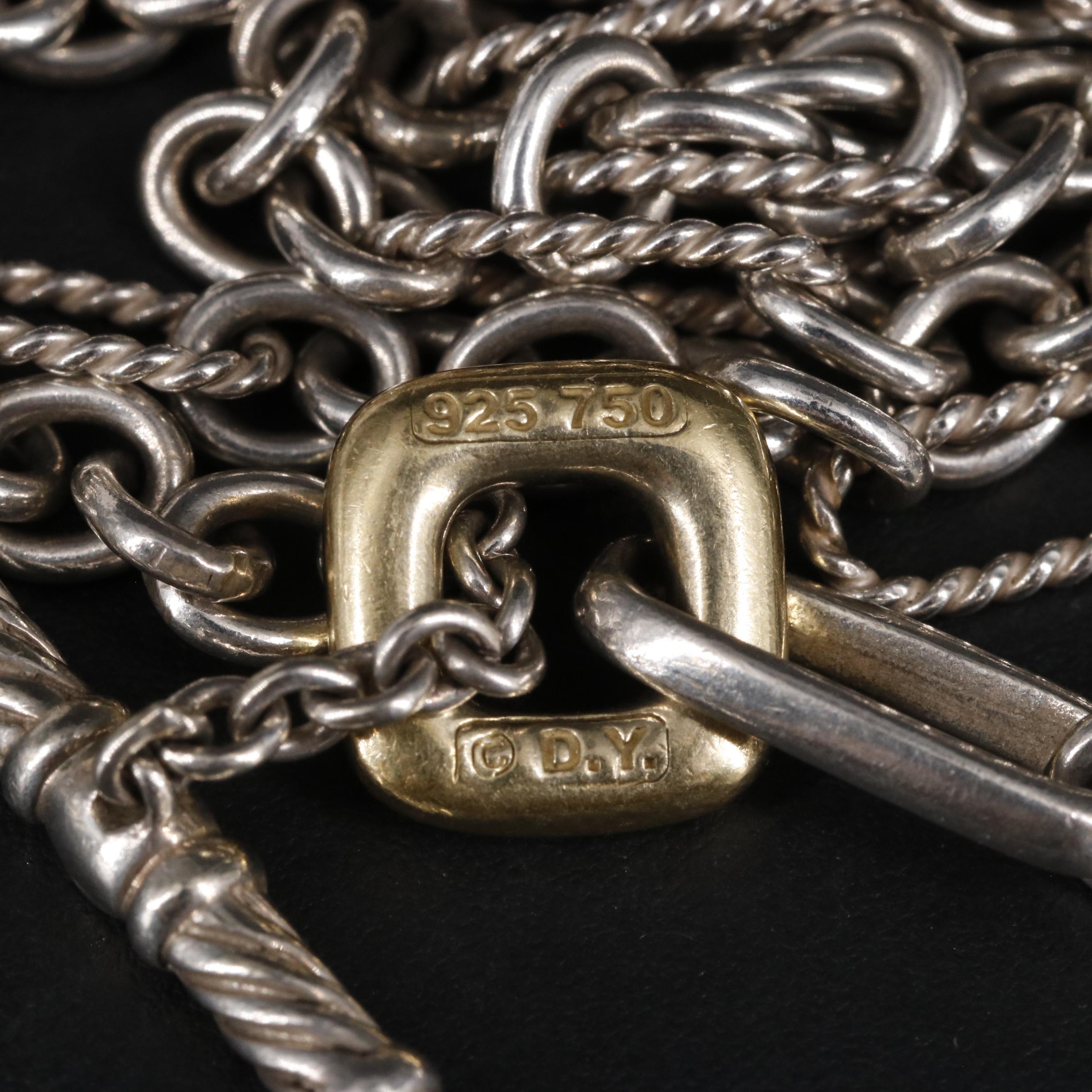 David Yurman Sterling Figaro Chain Necklace with 18K Accents