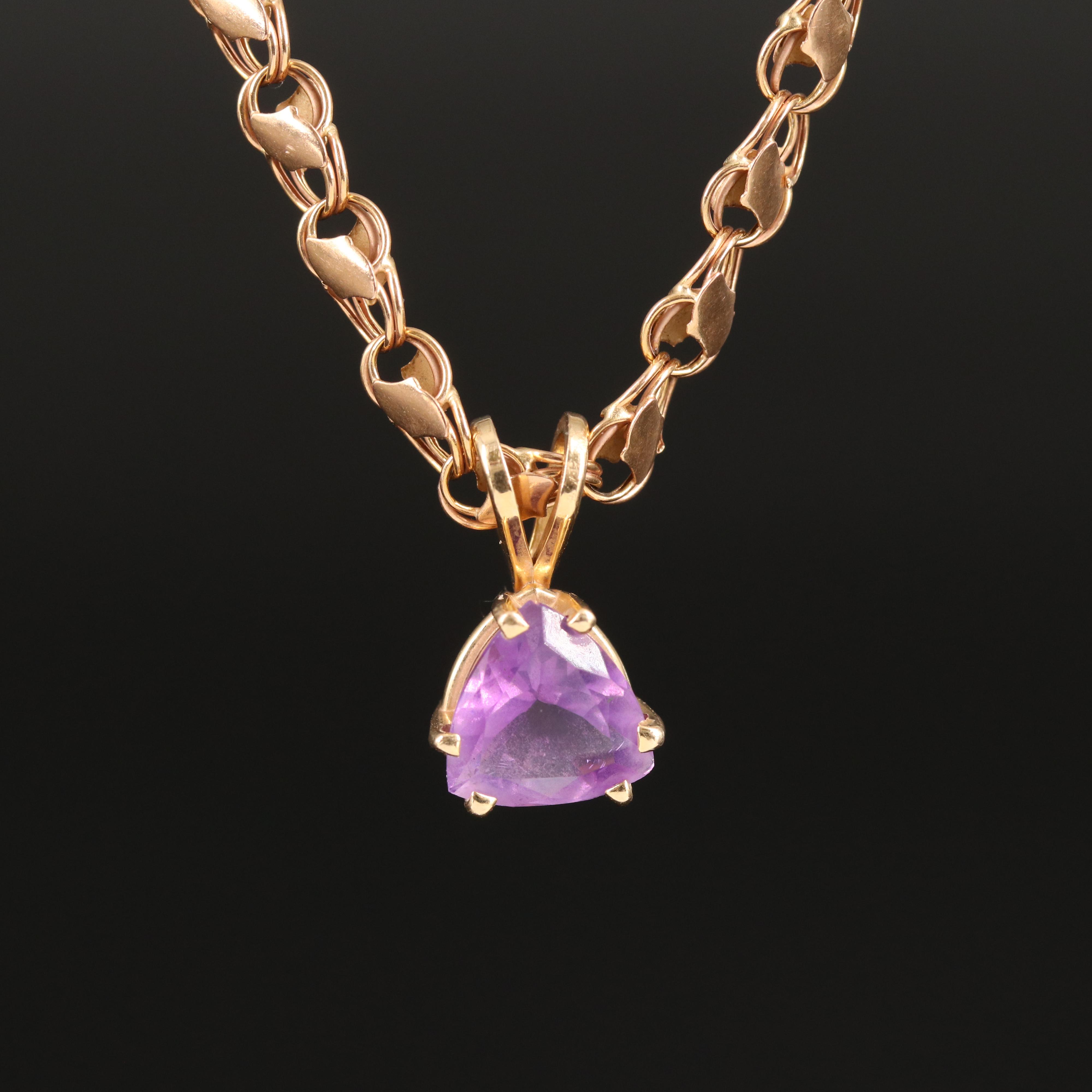 14K Amethyst Pendant Necklace