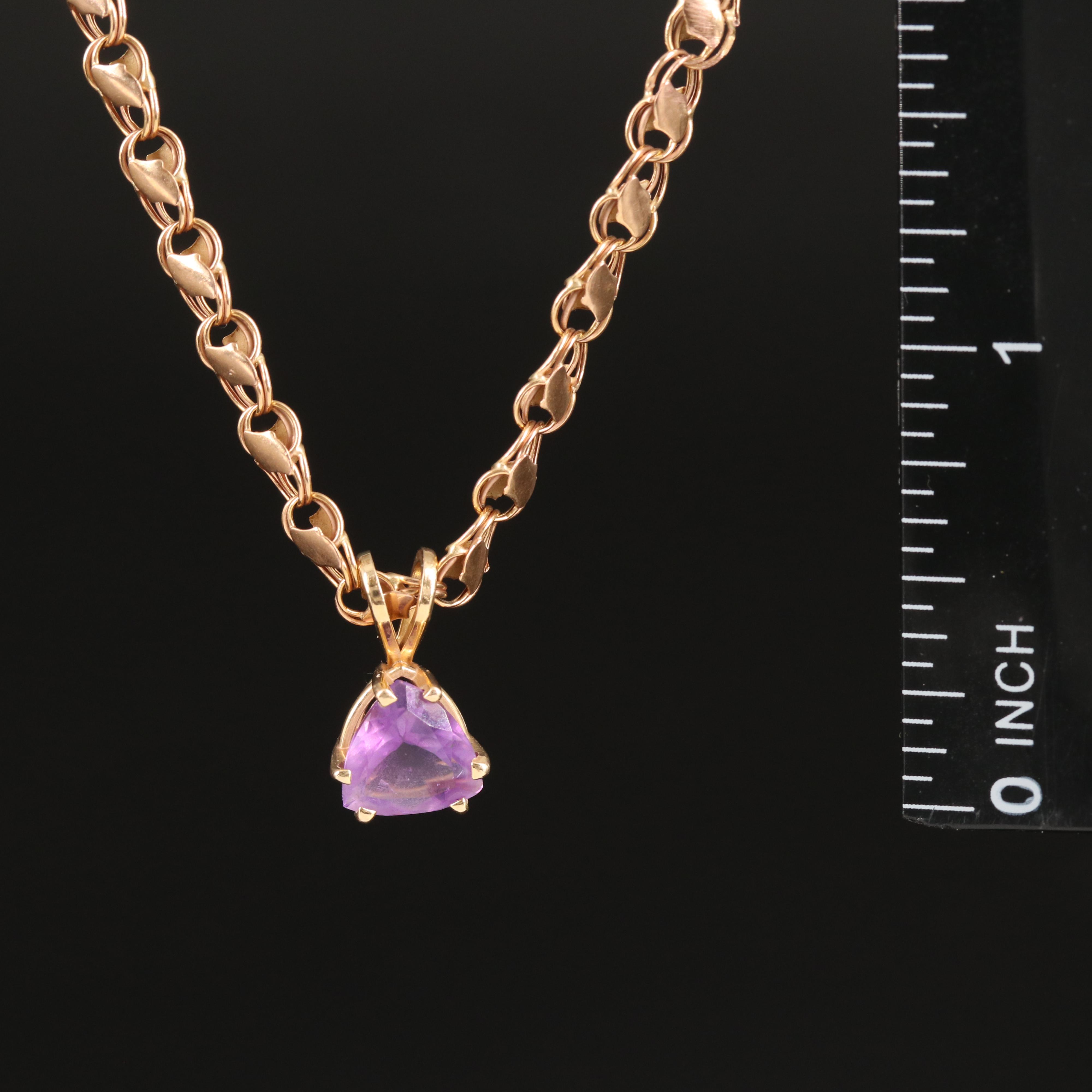 14K Amethyst Pendant Necklace