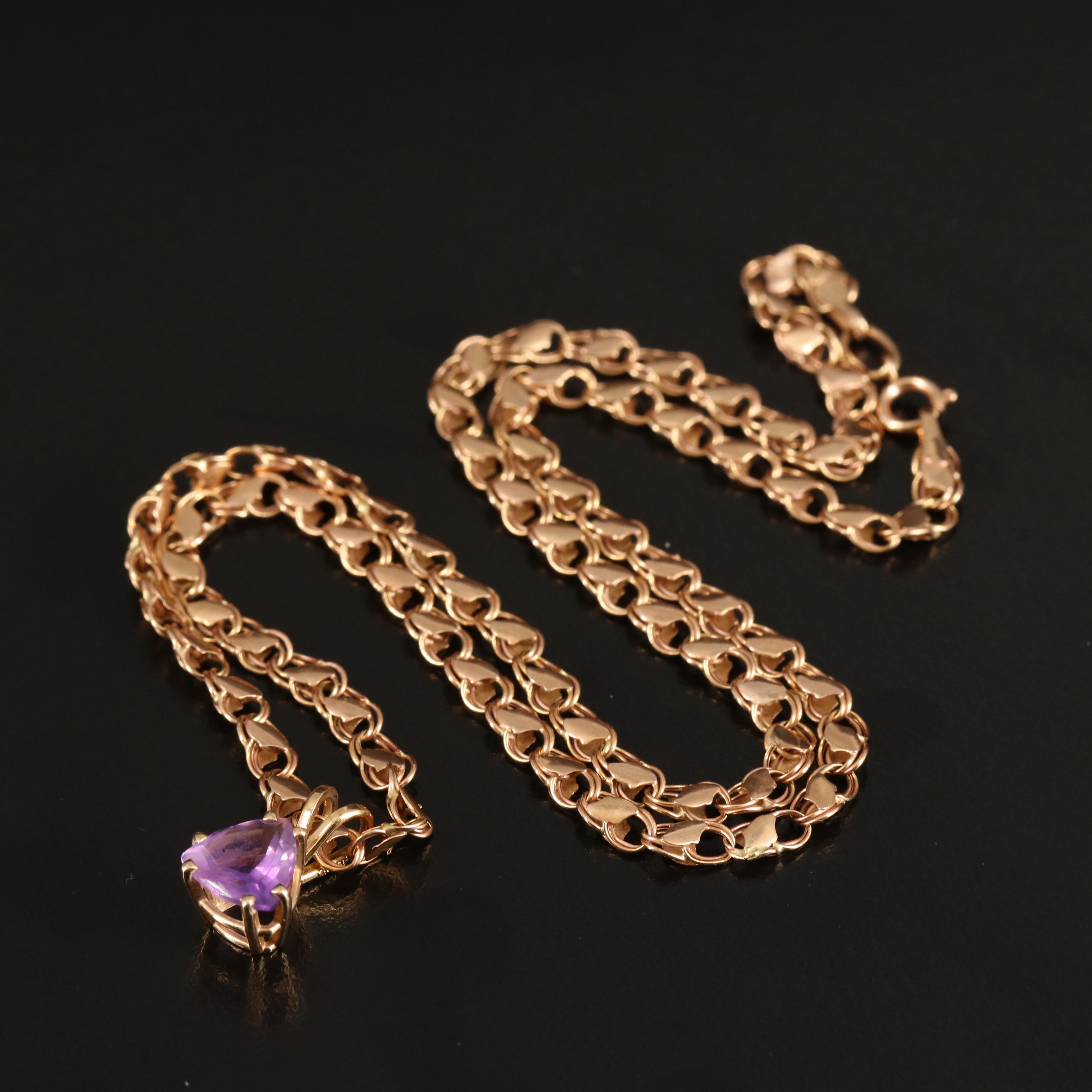 14K Amethyst Pendant Necklace