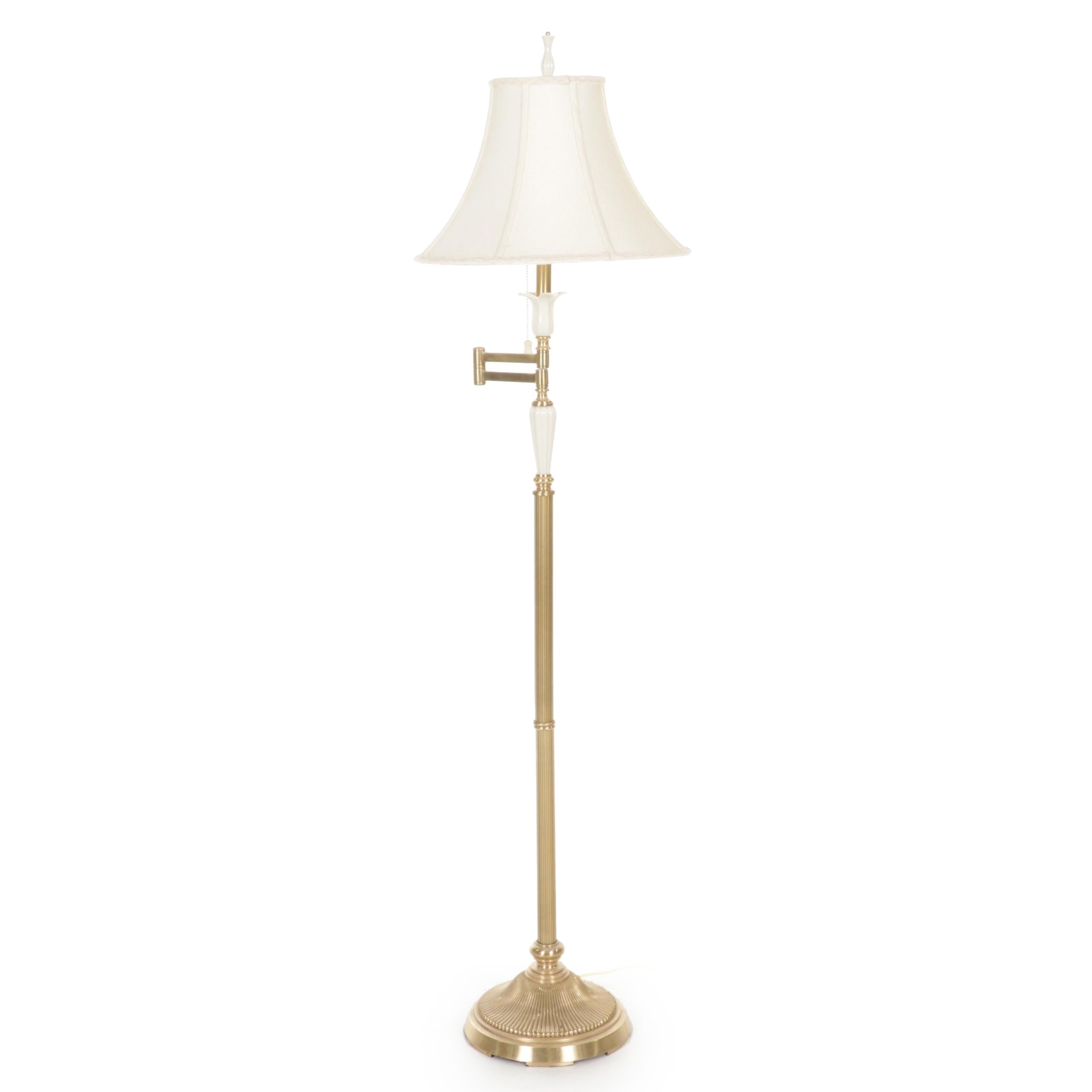 Lenox Lighting by Quoizel "Garden Splendor" Brass & Porcelain Floor Lamp