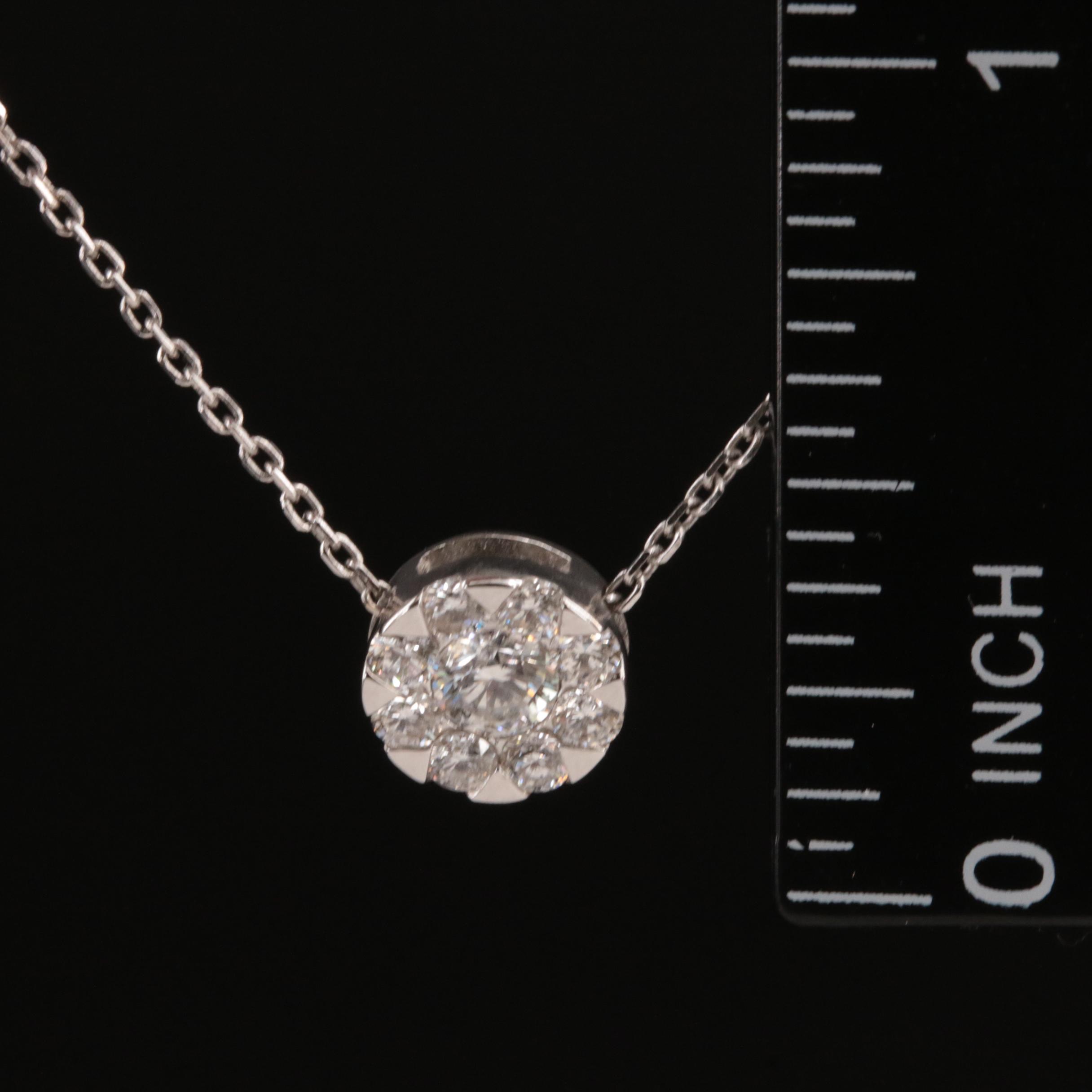 18K Diamond Cluster Pendant Necklace