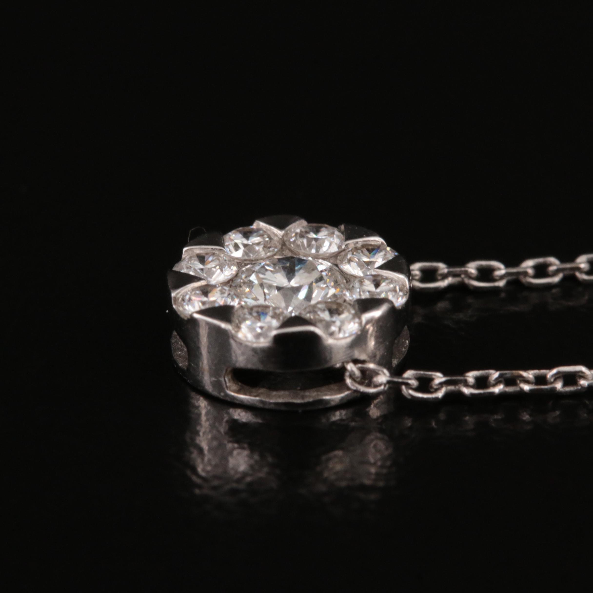18K Diamond Cluster Pendant Necklace