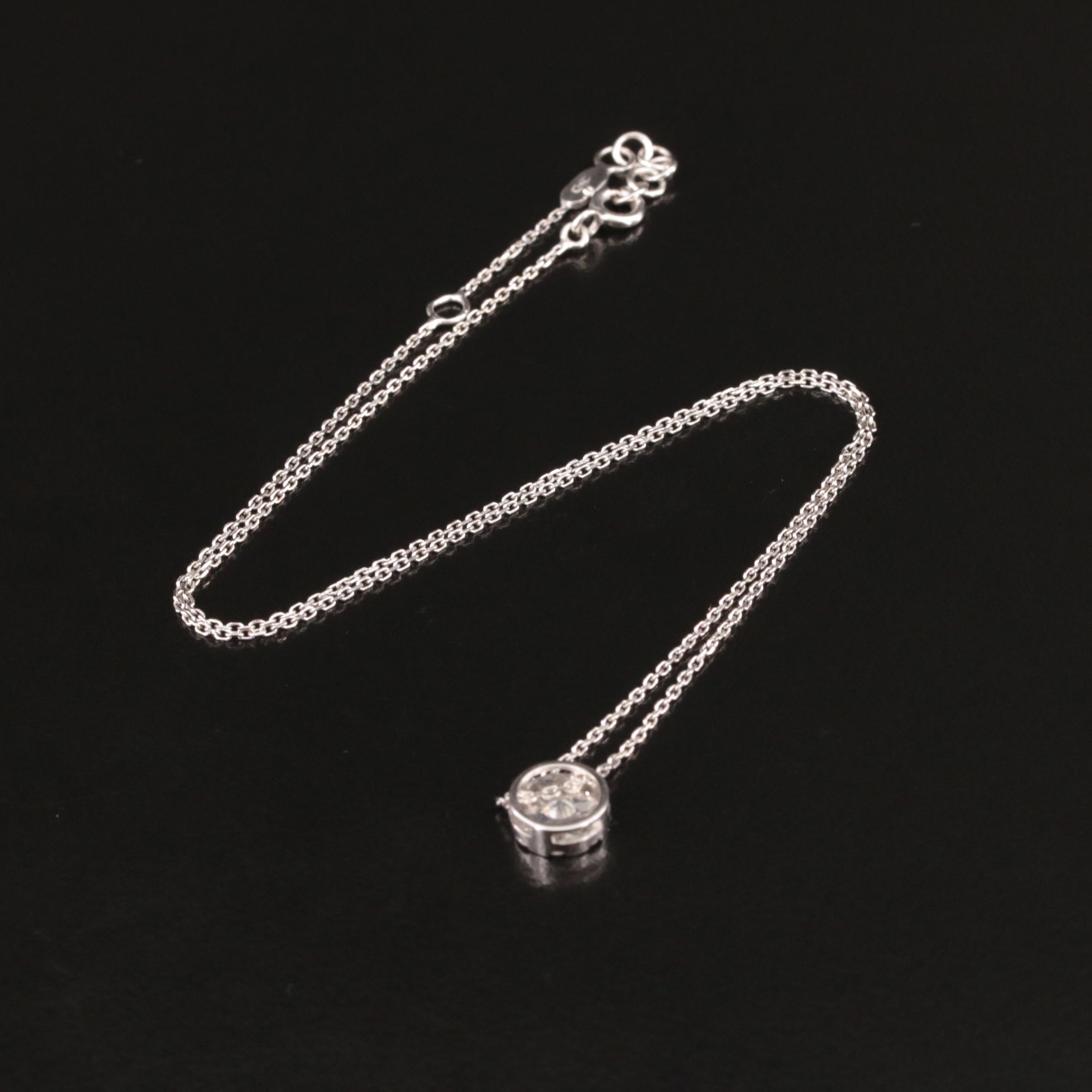 18K Diamond Cluster Pendant Necklace