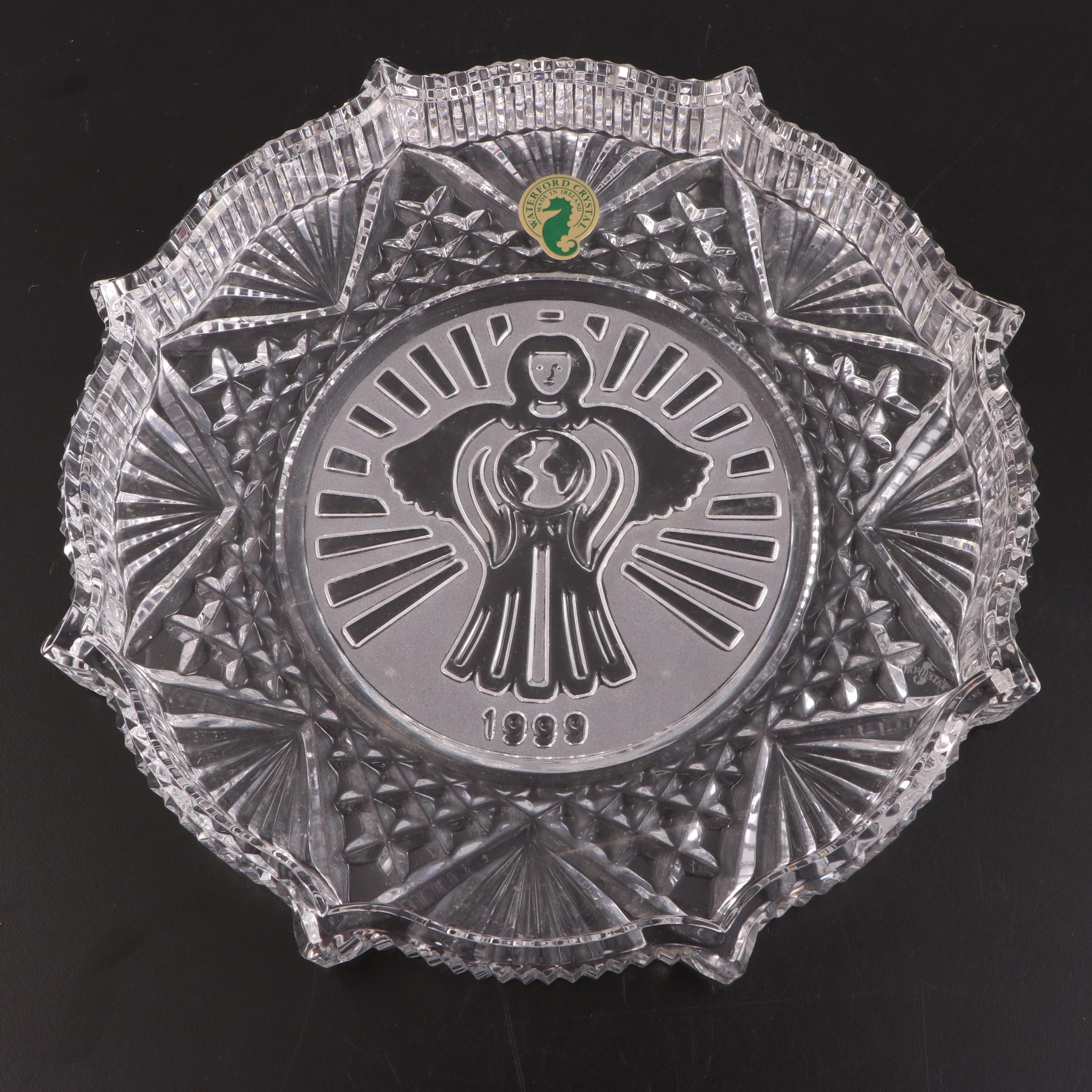 Waterford Crystal Cookie Plate With Christmas Nativity Ornaments