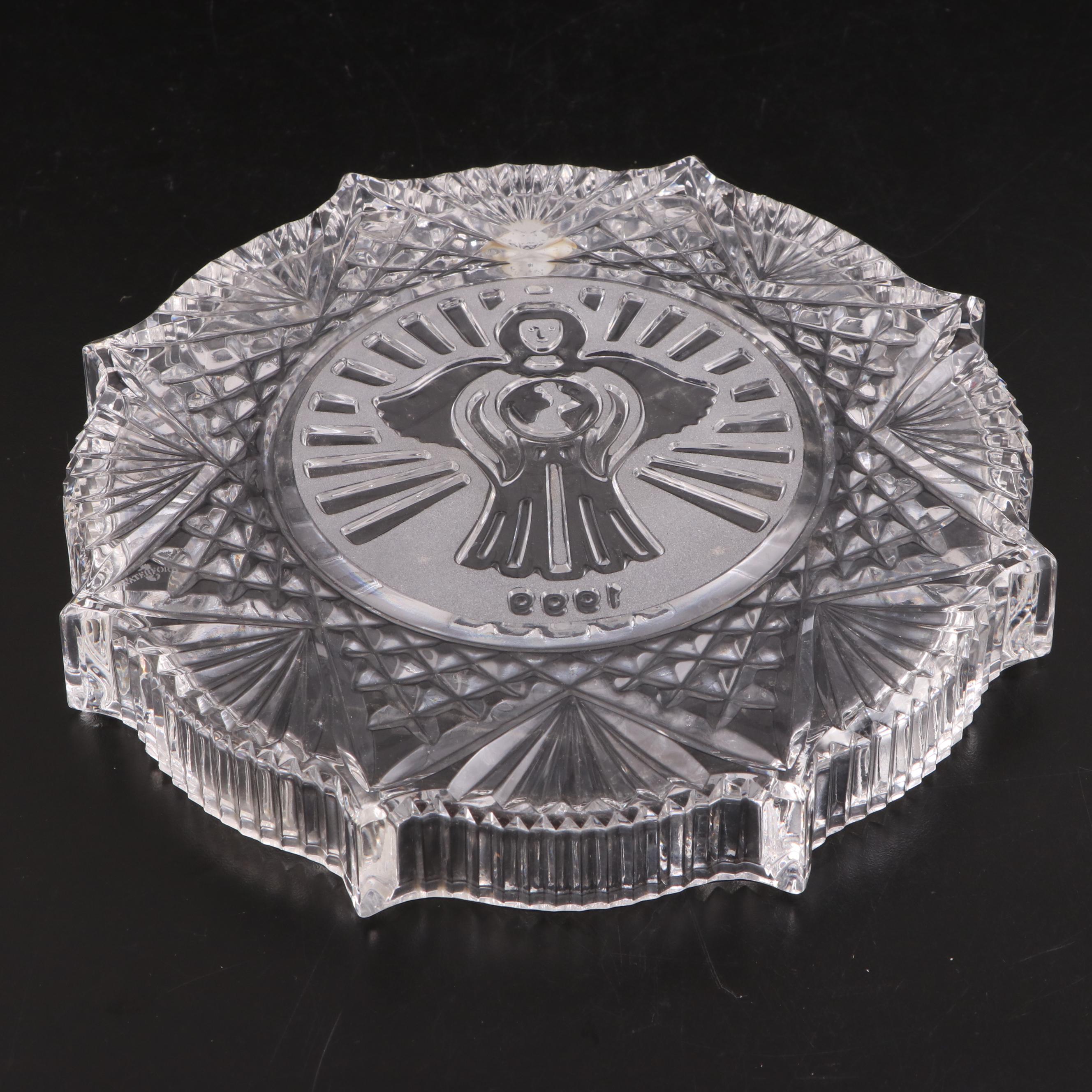 Waterford Crystal Cookie Plate With Christmas Nativity Ornaments