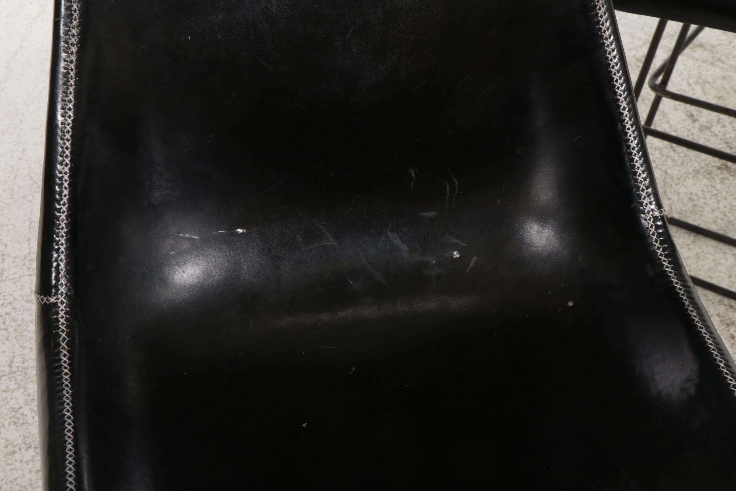 Four Sol & Luna "Girón" Iron and Leather Upholstered Barstools