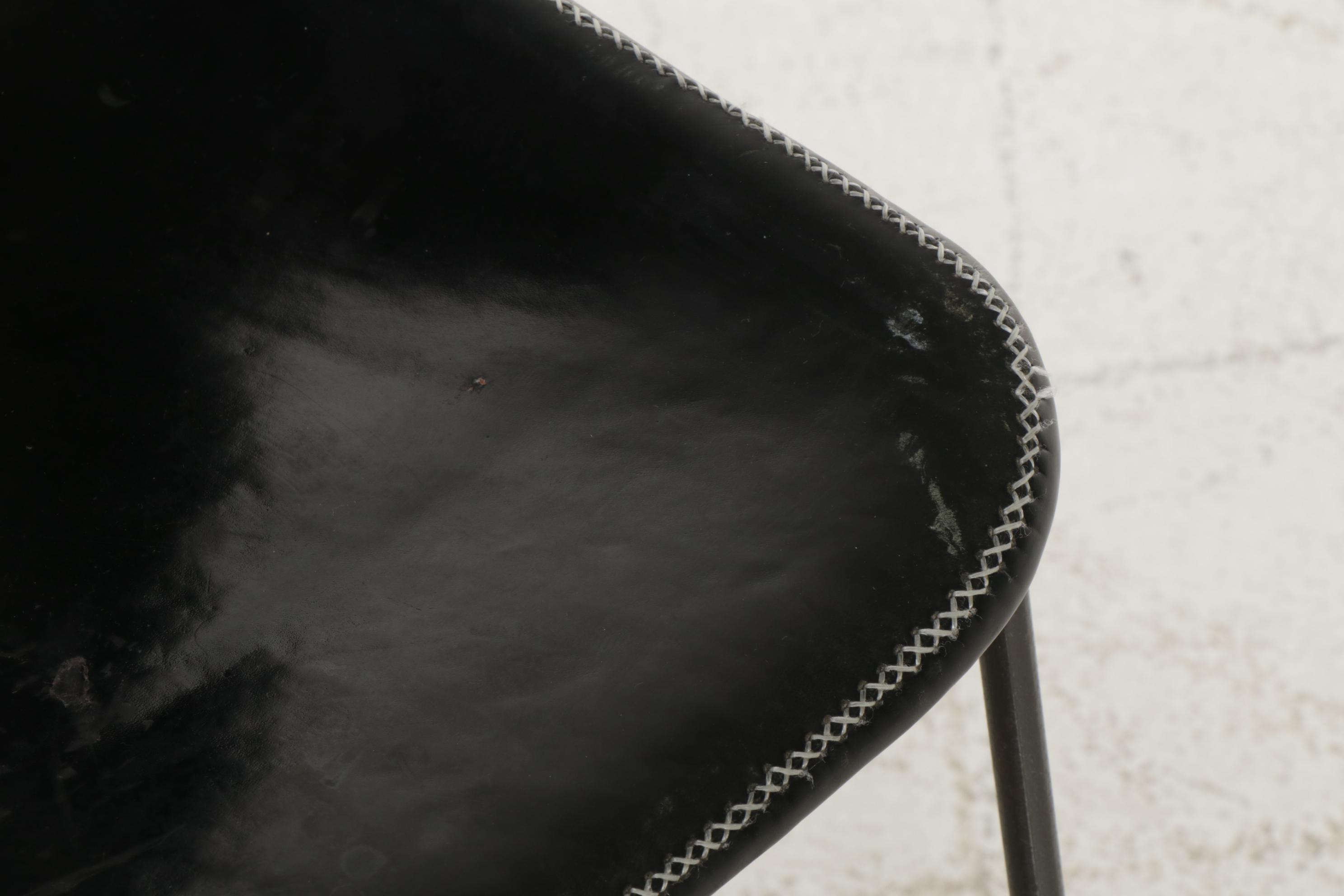 Four Sol & Luna "Girón" Iron and Leather Upholstered Barstools