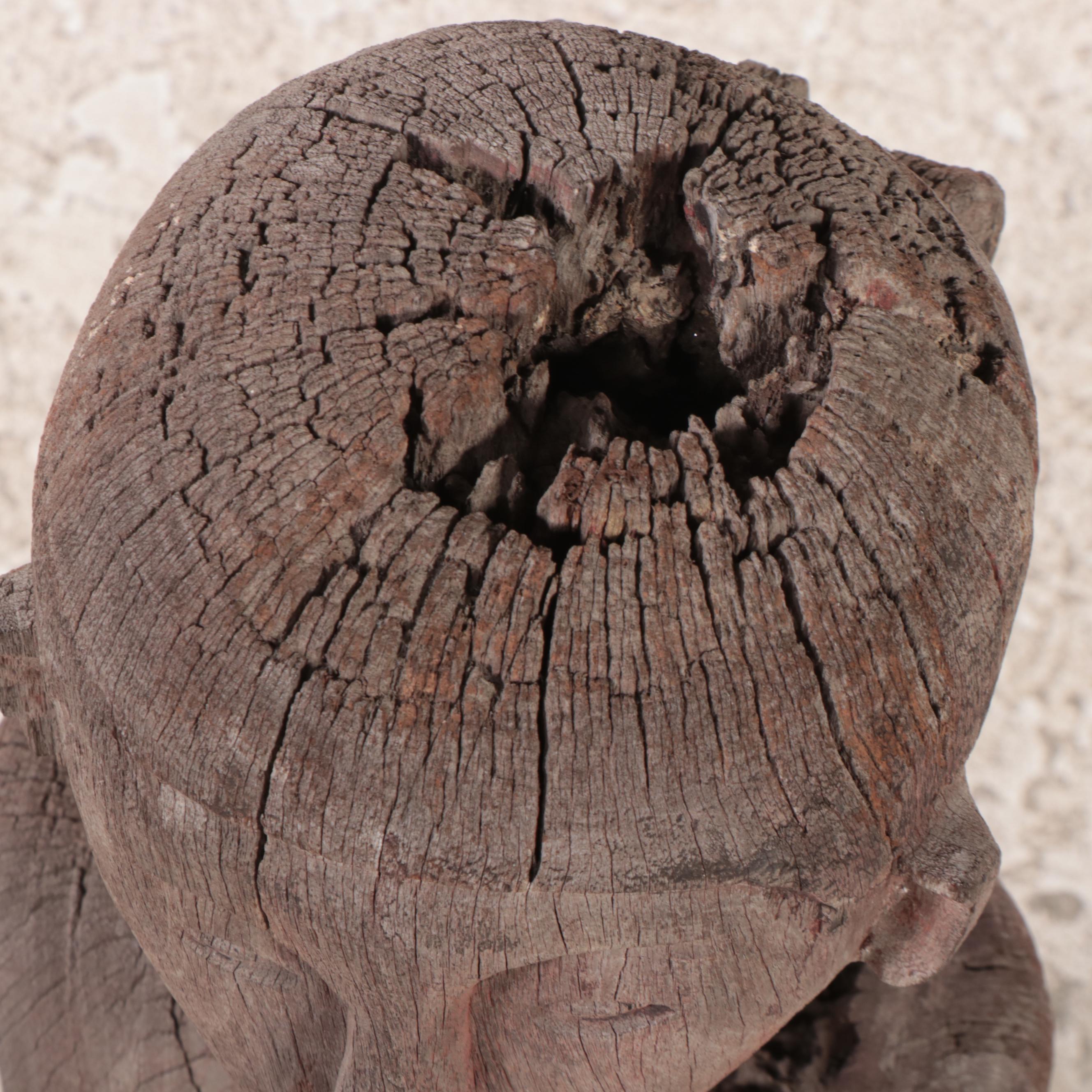 Philippine Bontoc Carved Wood Statue of Seated Figure