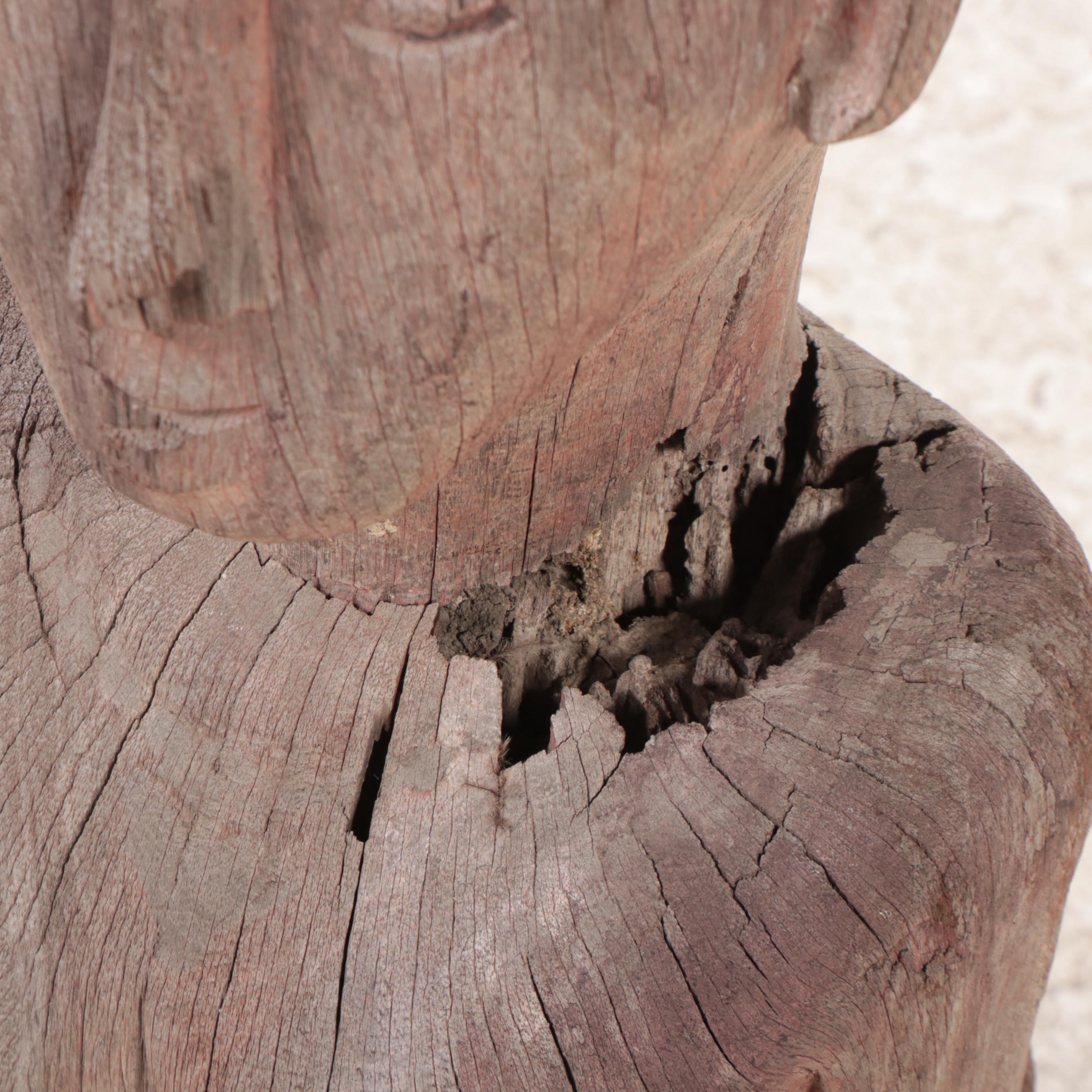 Philippine Bontoc Carved Wood Statue of Seated Figure