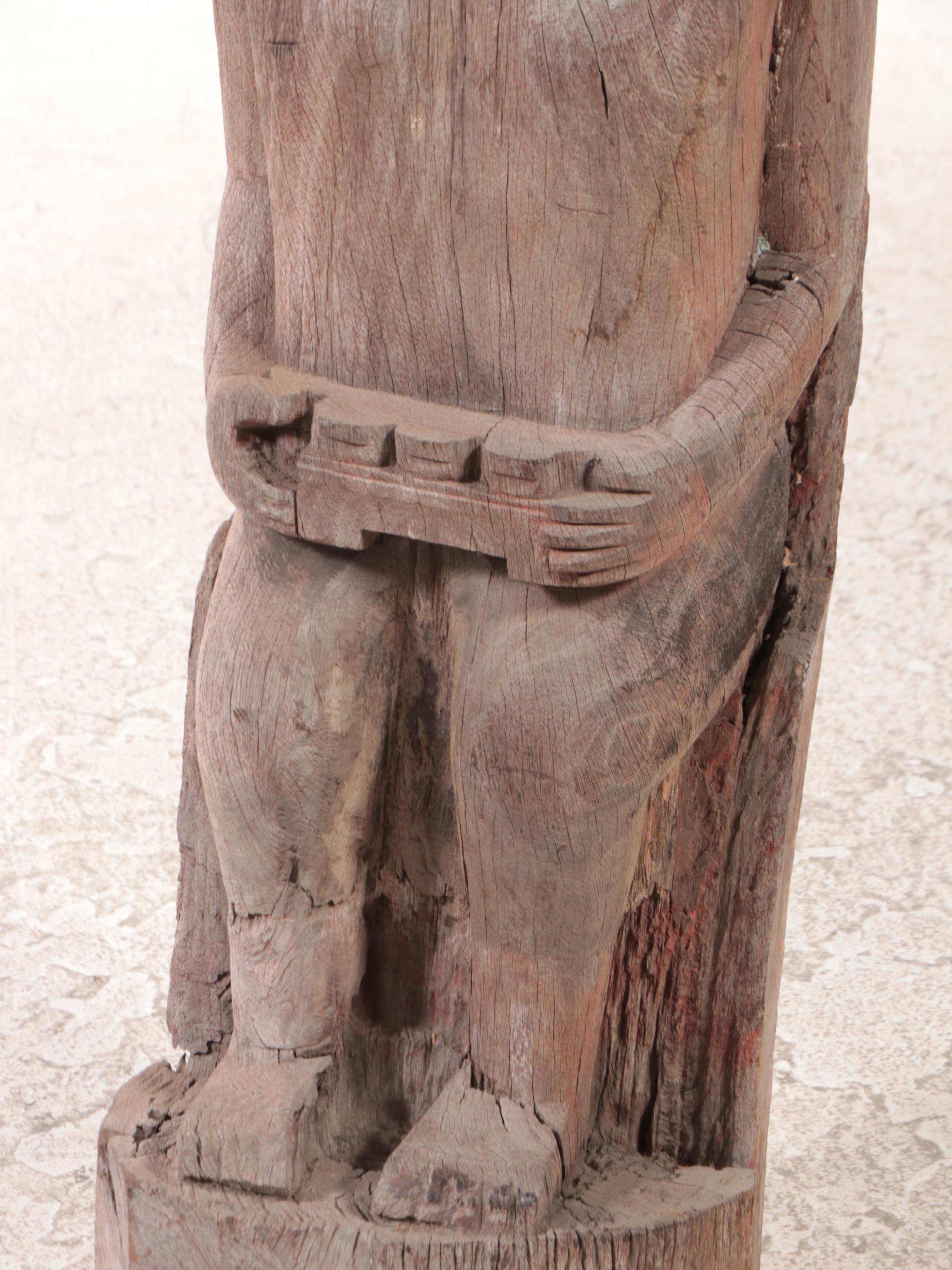 Philippine Bontoc Carved Wood Statue of Seated Figure