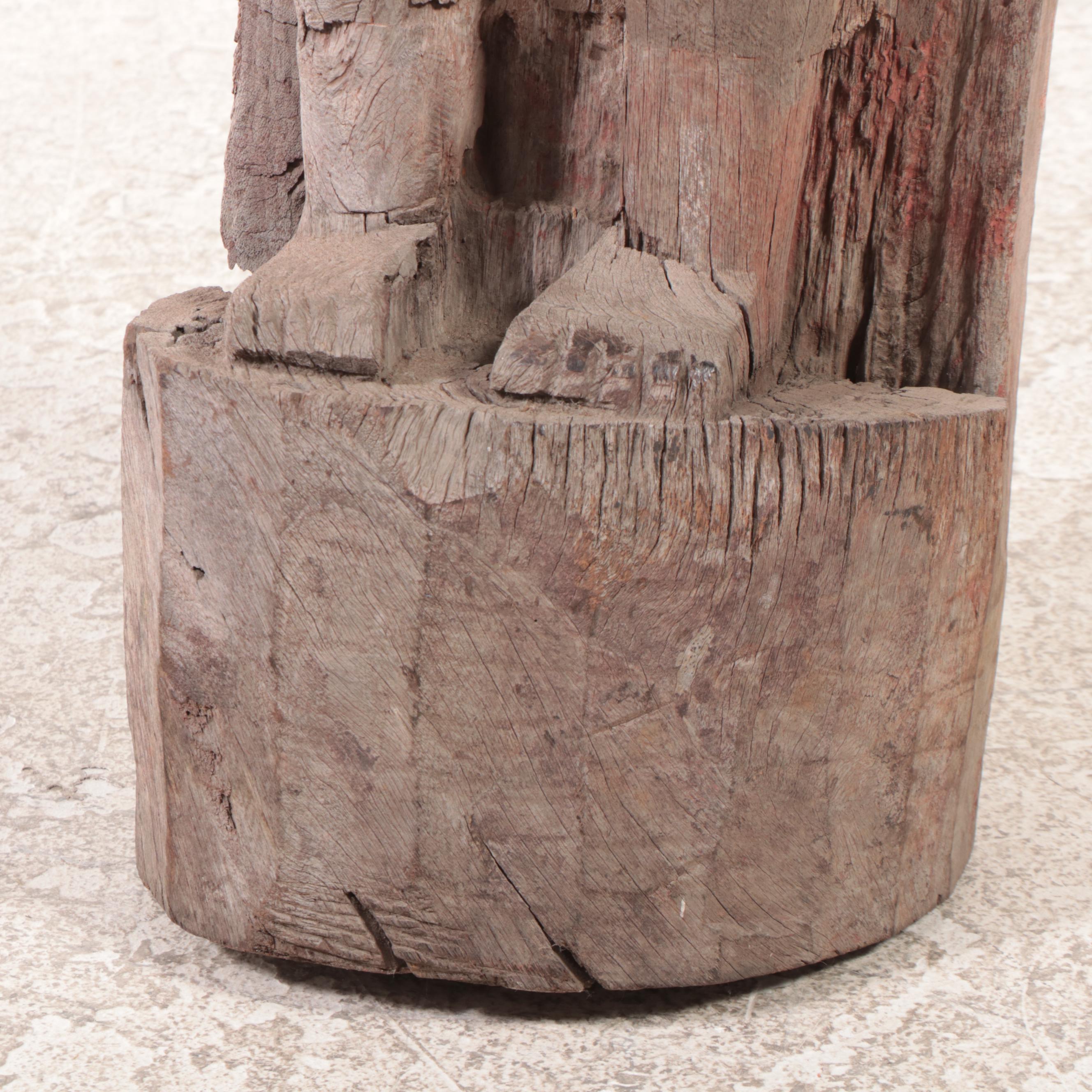 Philippine Bontoc Carved Wood Statue of Seated Figure