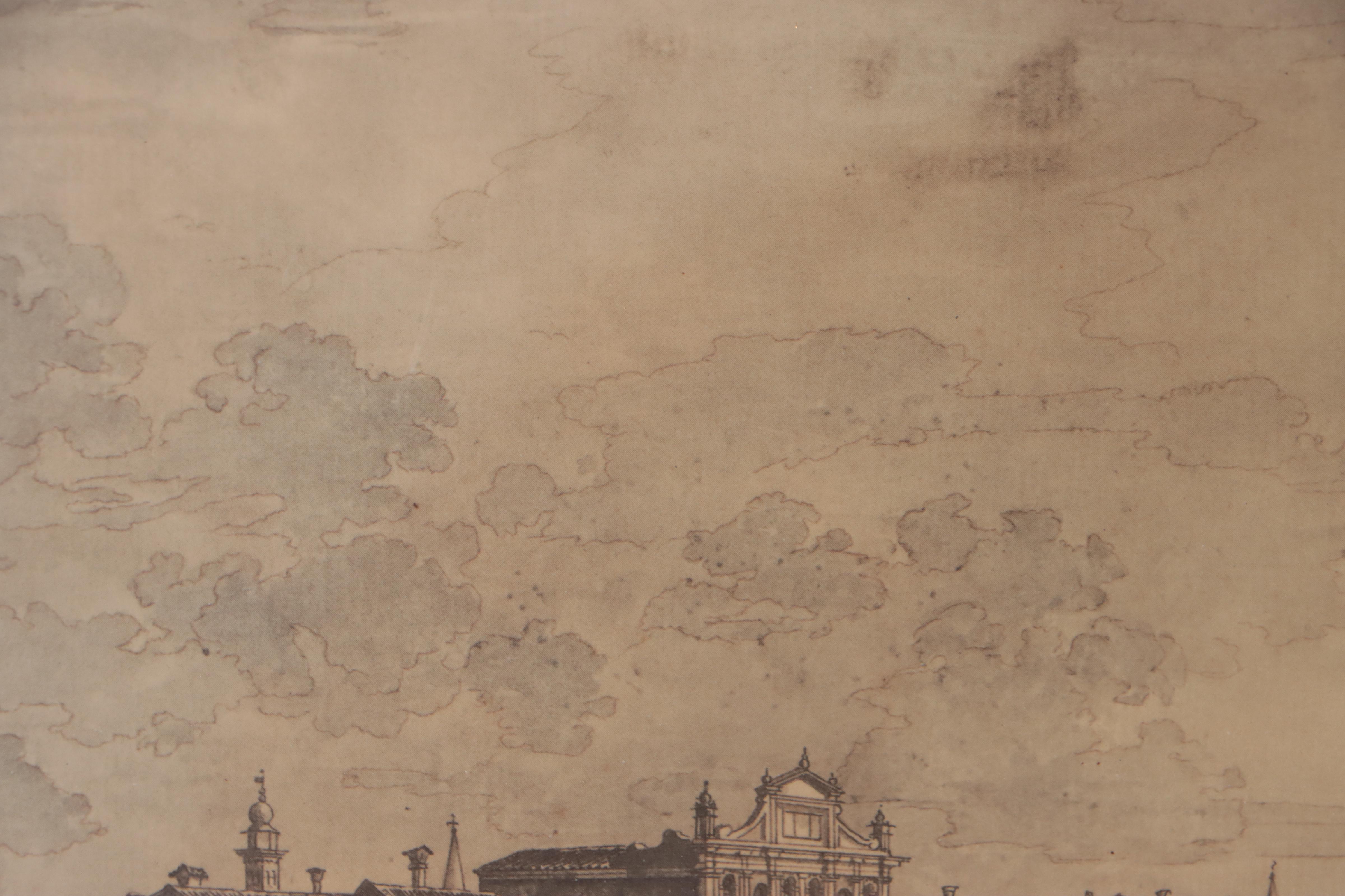 Halftone After Canaletto of Venice Canal Scene "Grand Canal"