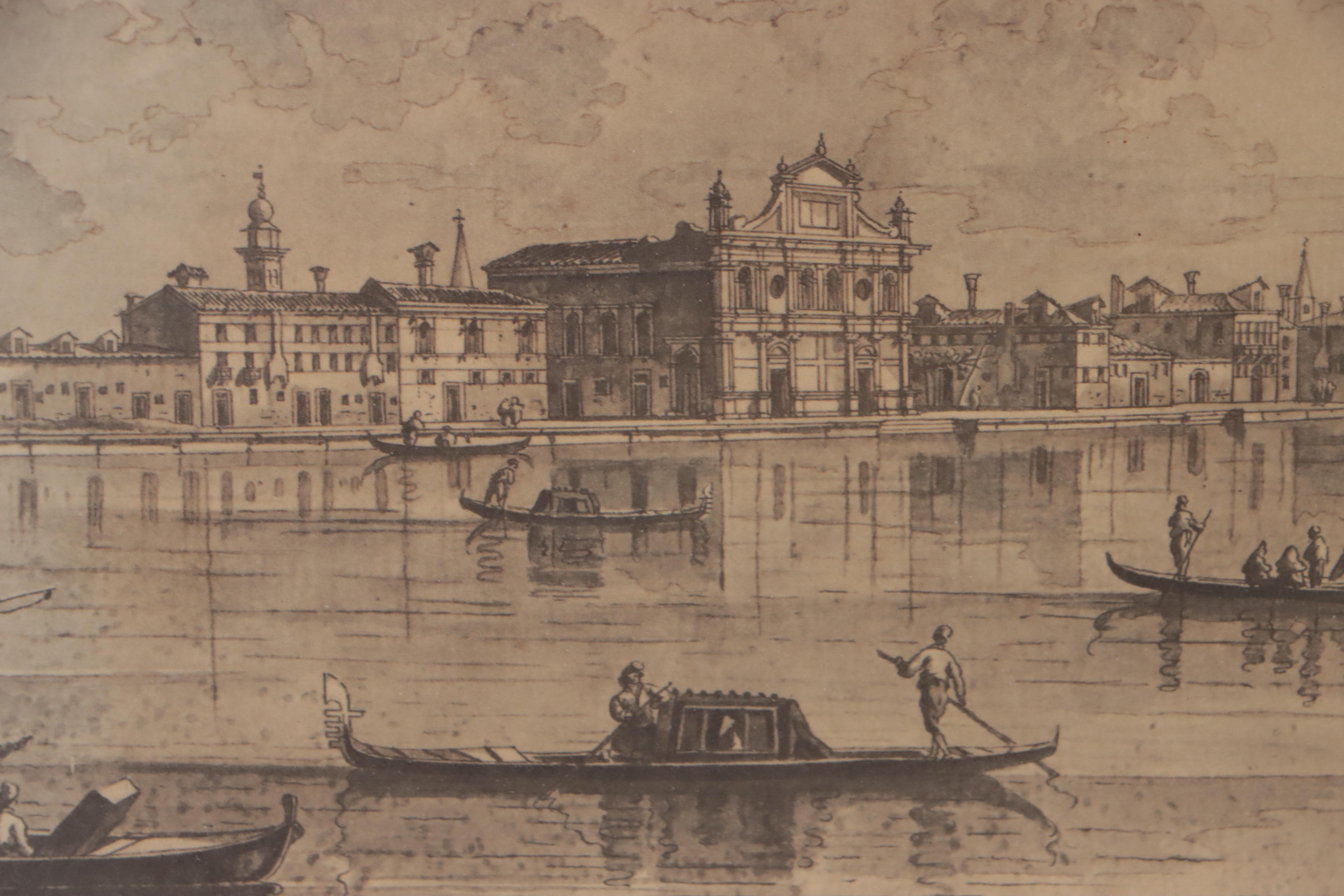 Halftone After Canaletto of Venice Canal Scene "Grand Canal"