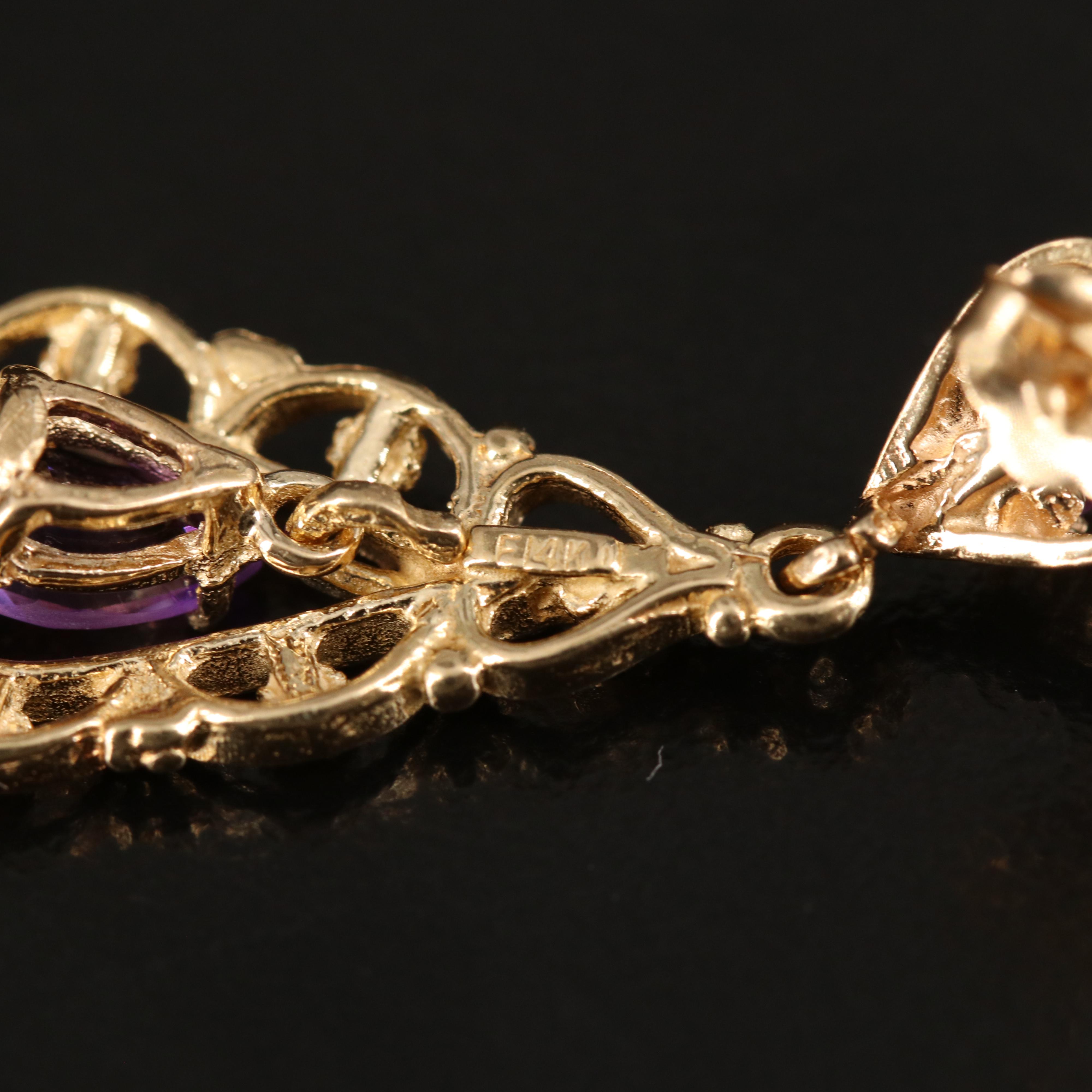 14K Amethyst Teardrop Earrings