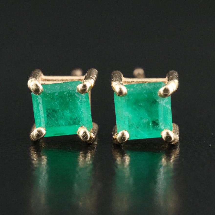 14K Emerald Stud Earrings
