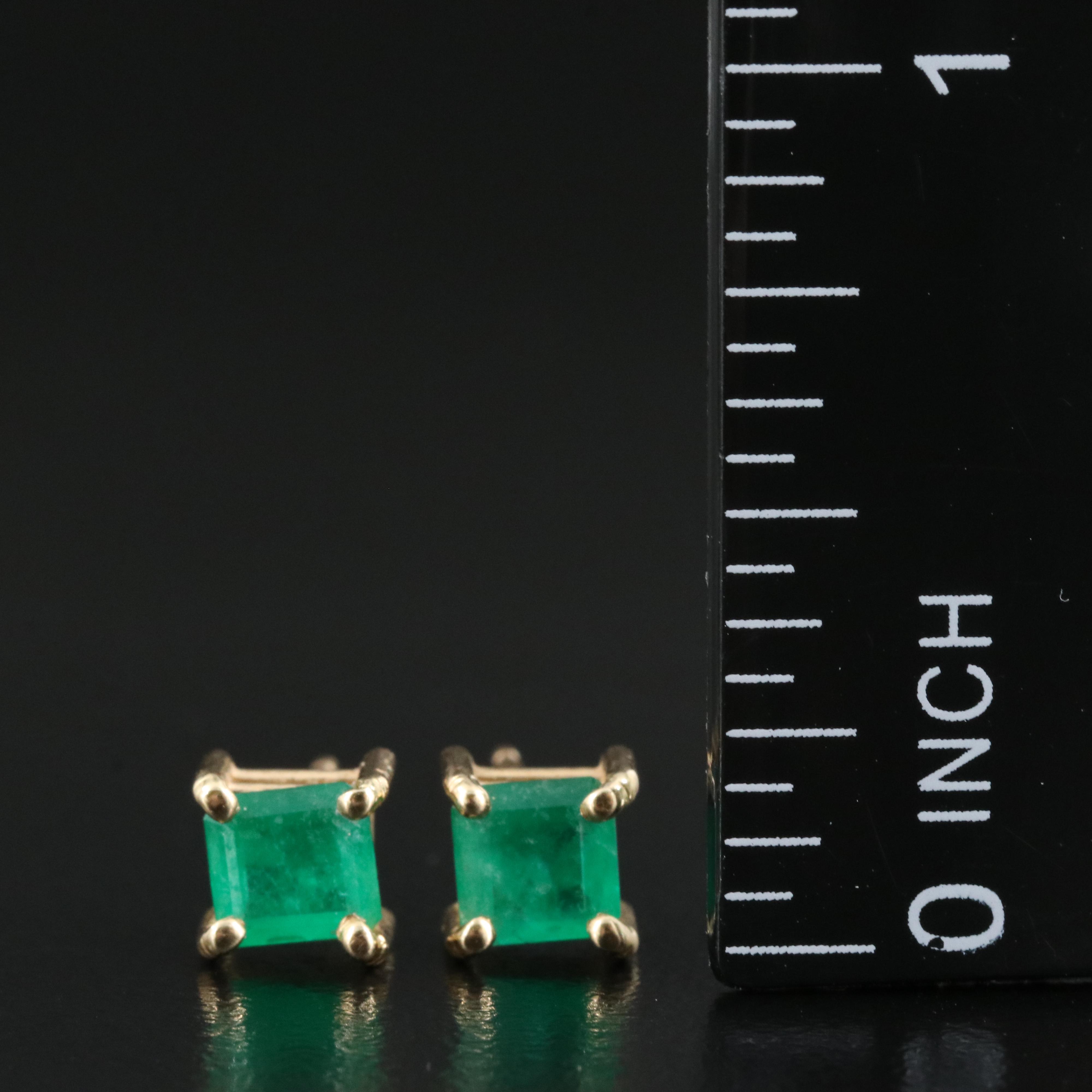 14K Emerald Stud Earrings