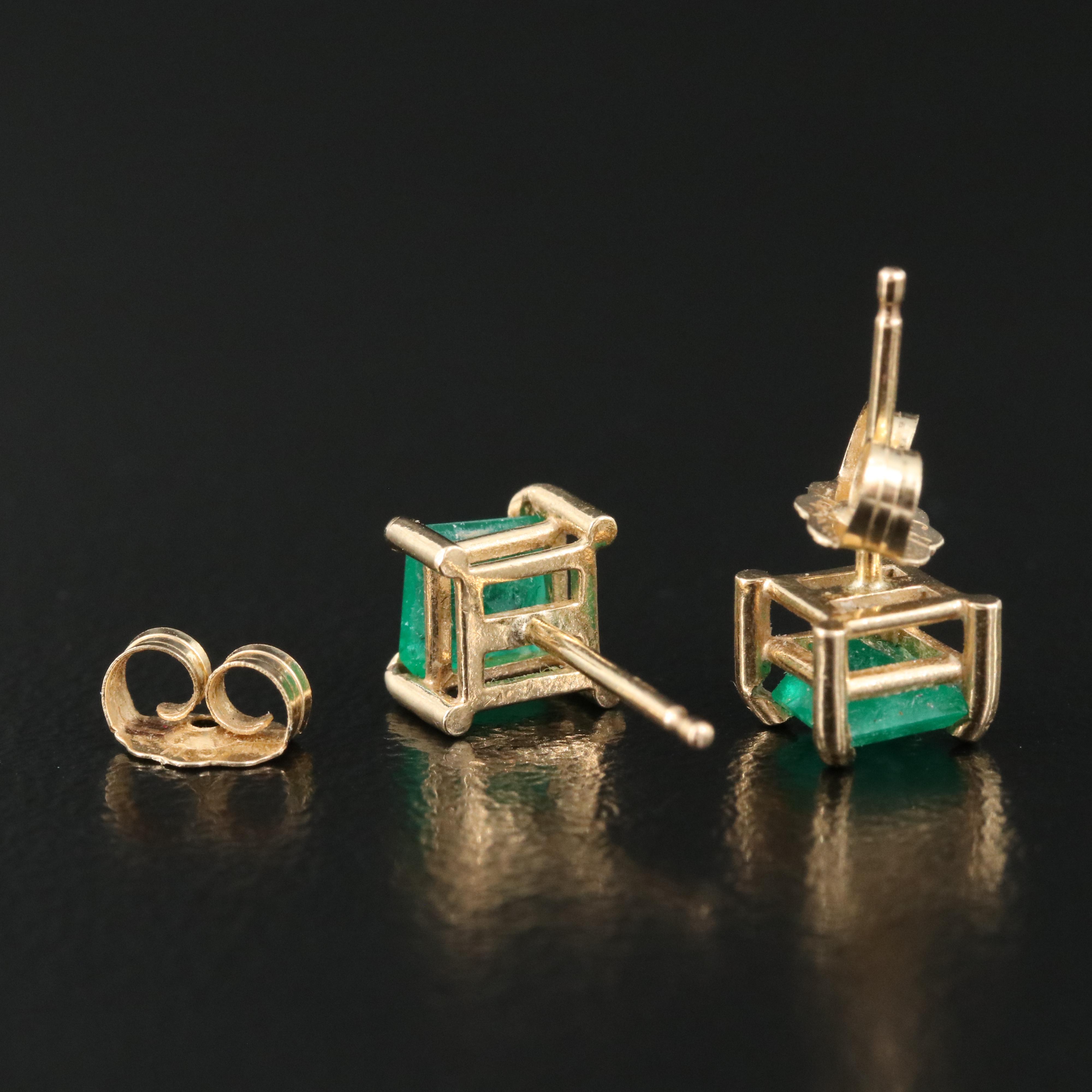 14K Emerald Stud Earrings